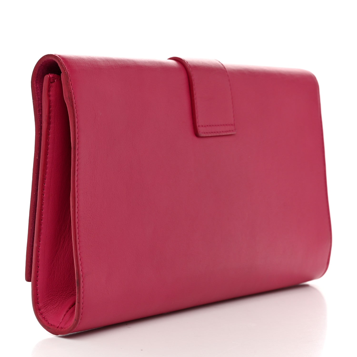 Calfskin Classic Y Ligne Clutch Fuchsia