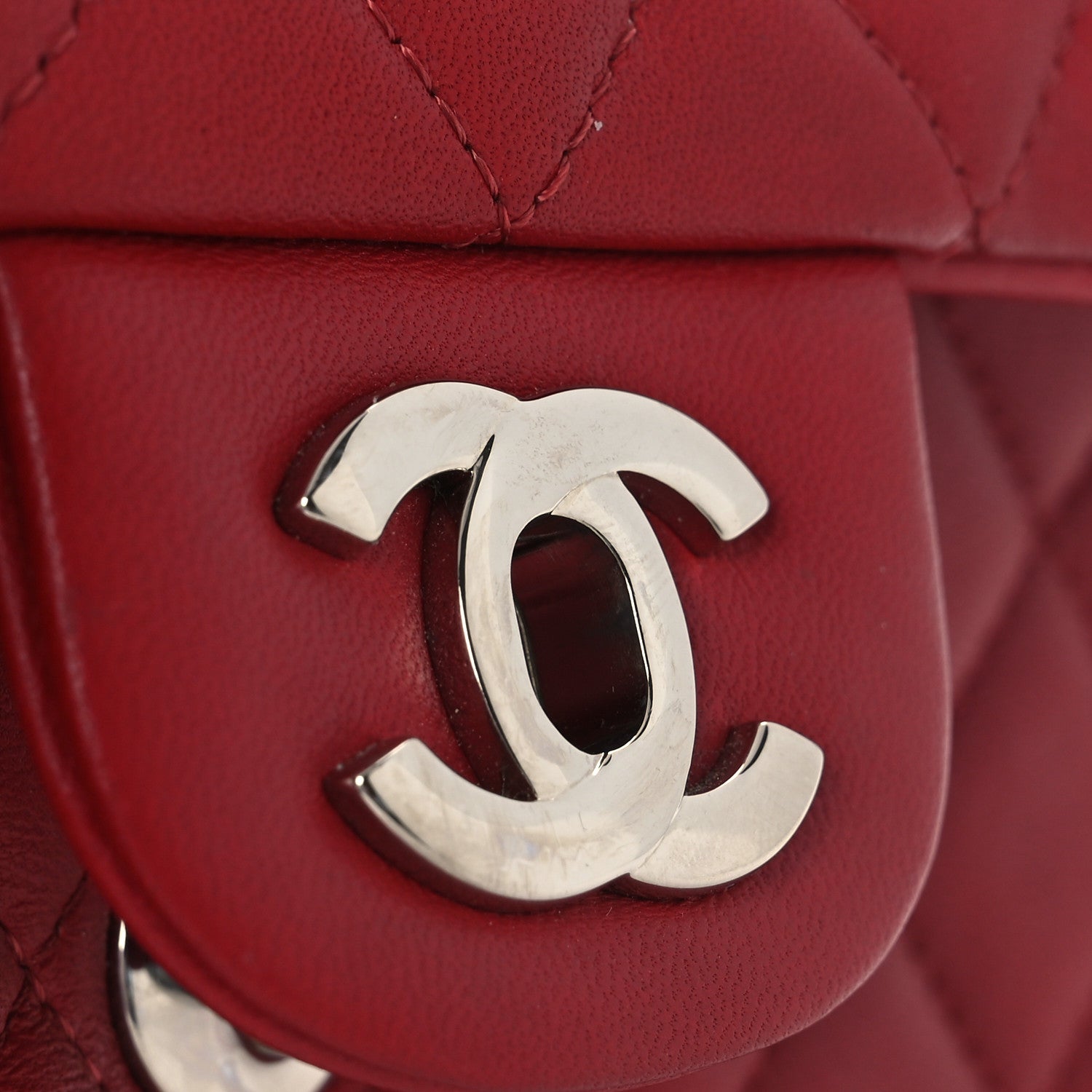 Lambskin Quilted Mini Rectangular Flap Red