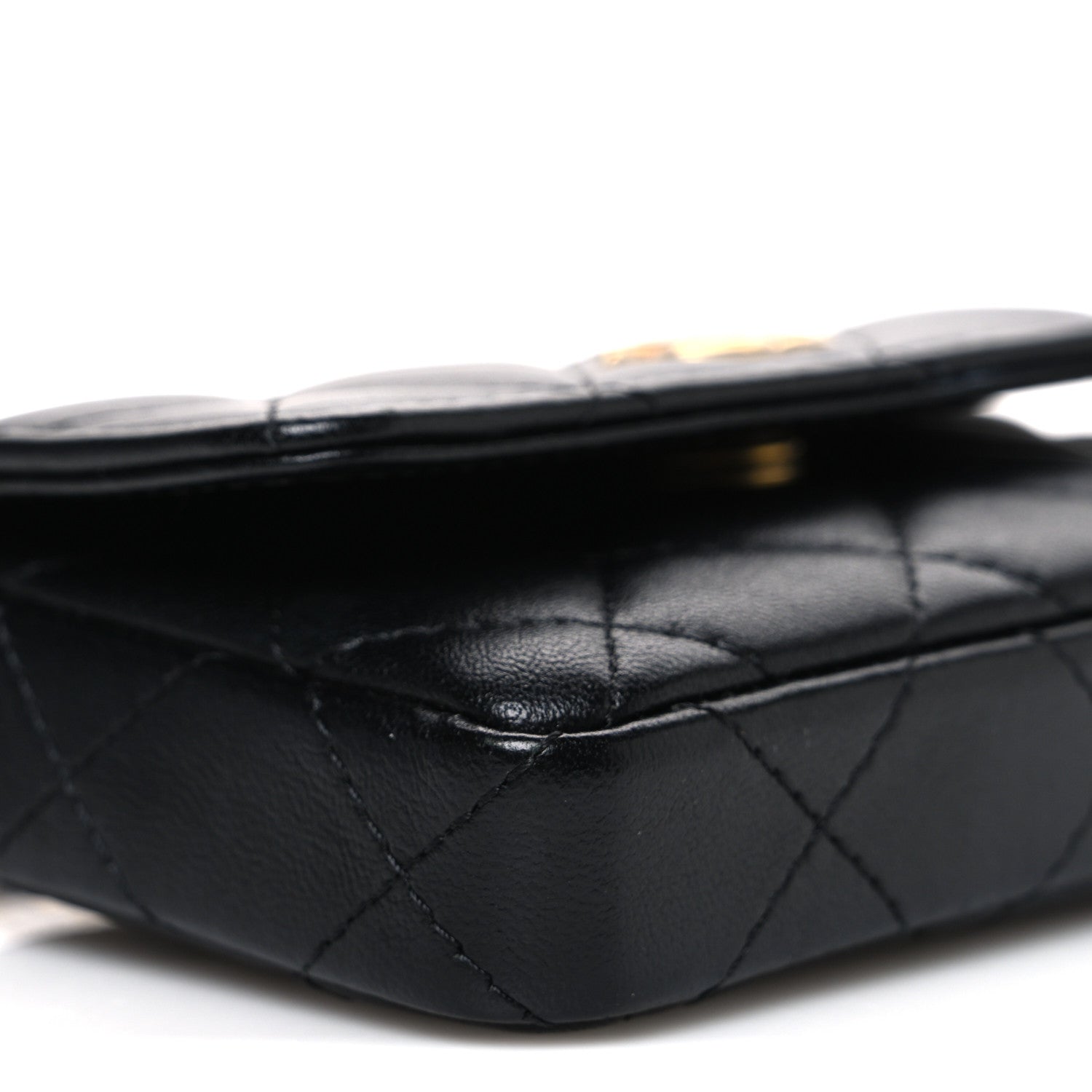 Lambskin Enamel Quilted Coco Hearts Clutch With Chain Black