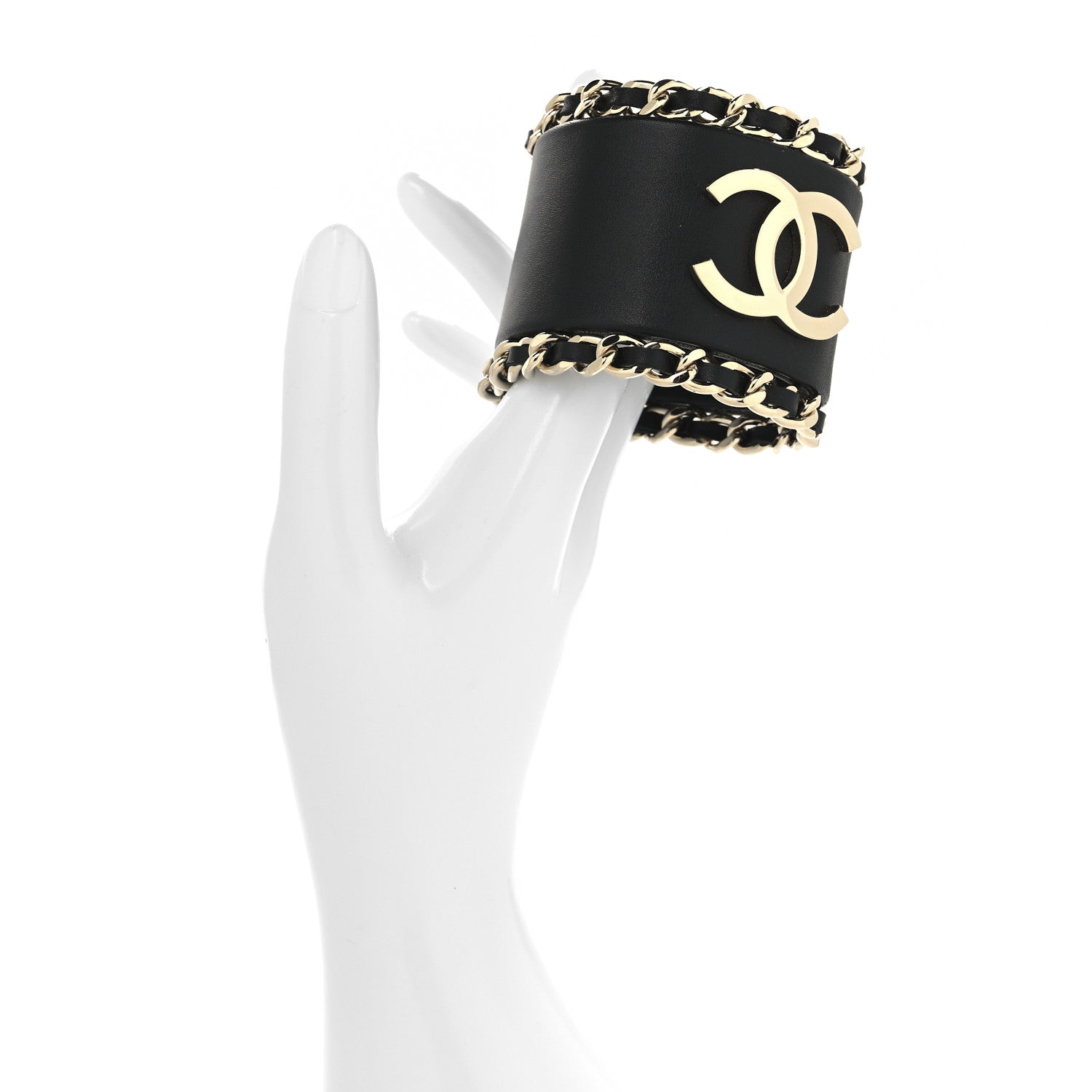 Lambskin Chain CC Bracelet S Black Gold