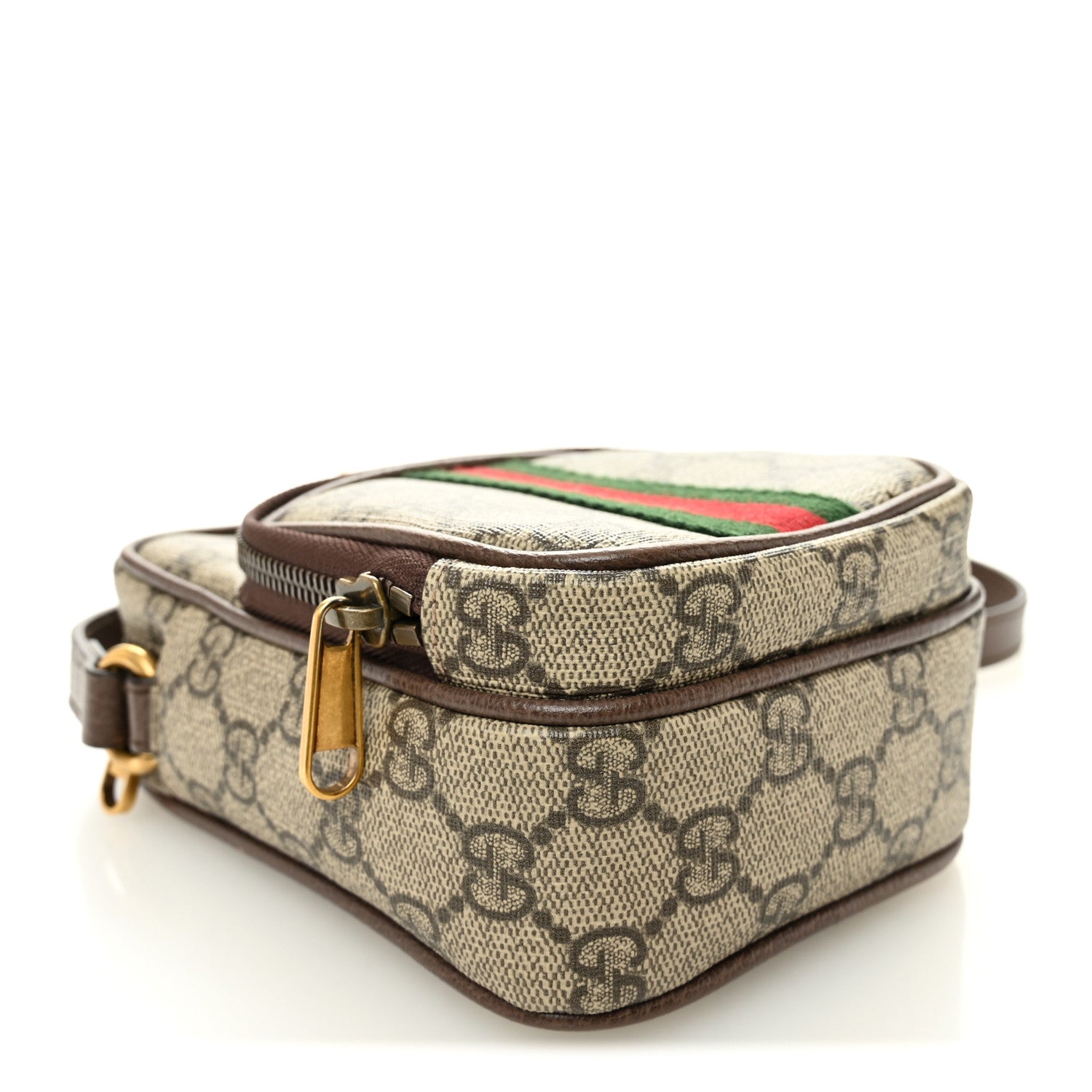 GG Supreme Monogram Web Mini Ophidia Double Zip Messenger Bag Beige New Acero