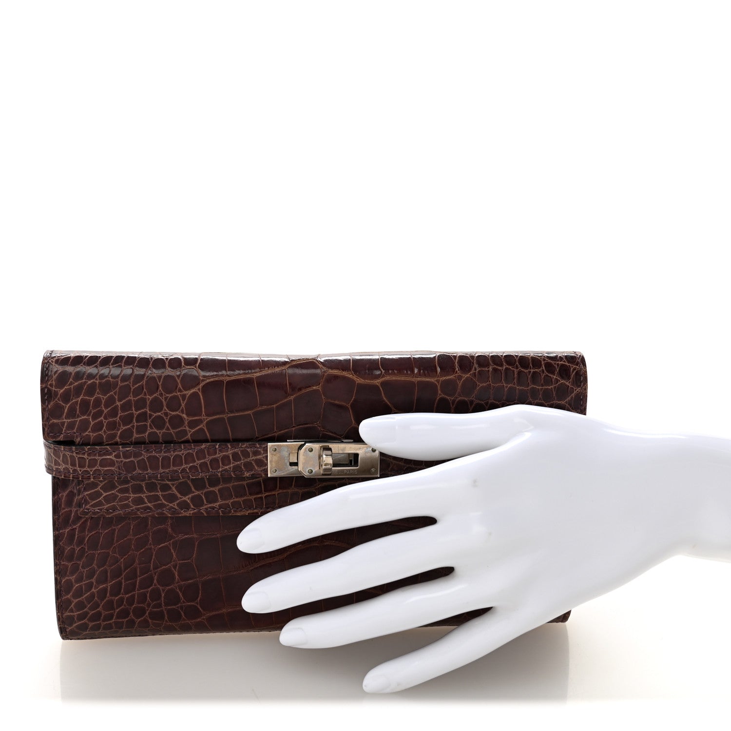 Shiny Alligator Kelly Longue Wallet Amethyst