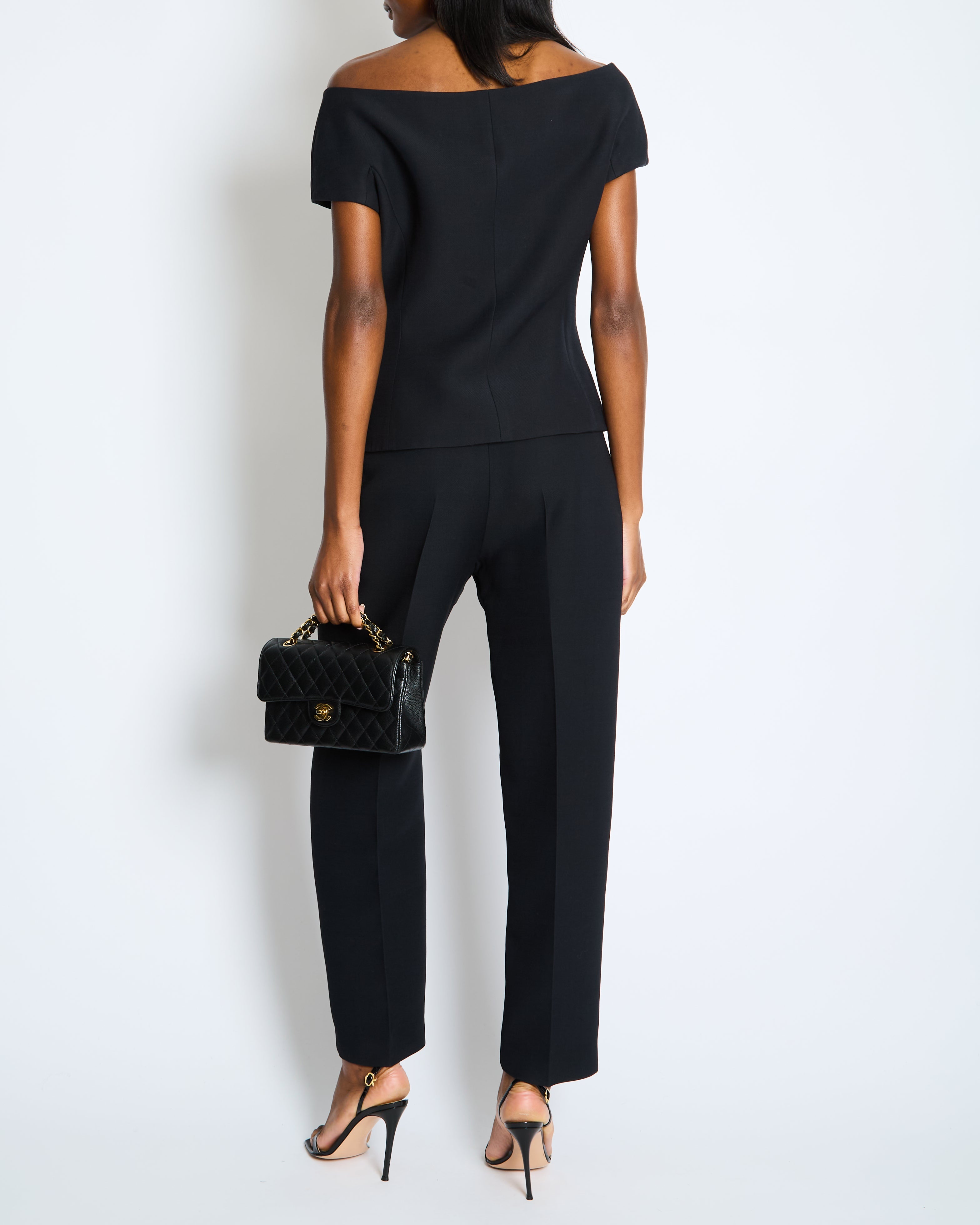 Christian Dior Off Shoulder Barr Jacket with Wide Leg Trouser Set Size UK 14 RRP Jacket £3200 Trouser RRP £1700