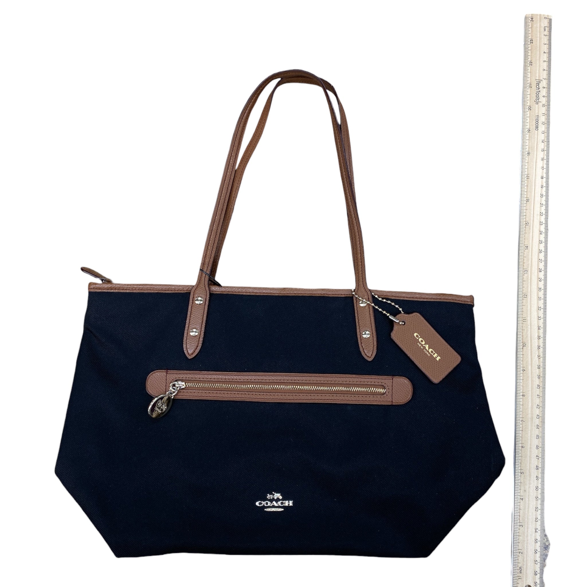 Tote Designer By Coach In Black & Brown, Size:Medium