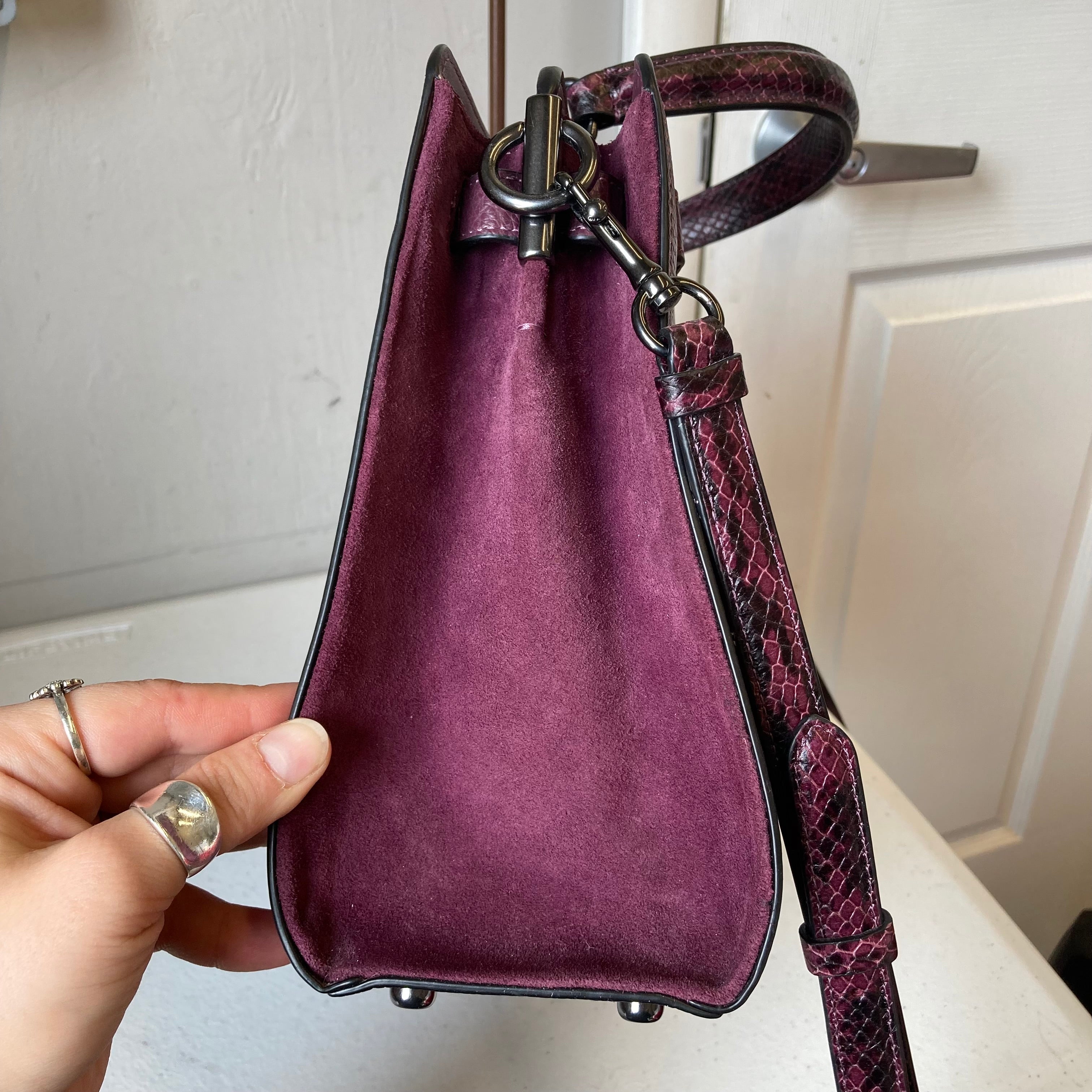 Handbag Designer By Coach In Purple, Size:Medium