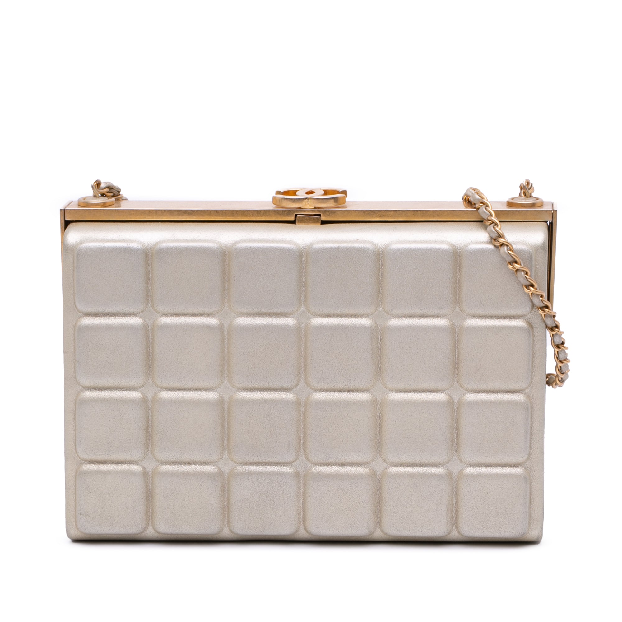 Chain Frame Clutch Embossed Calfskin