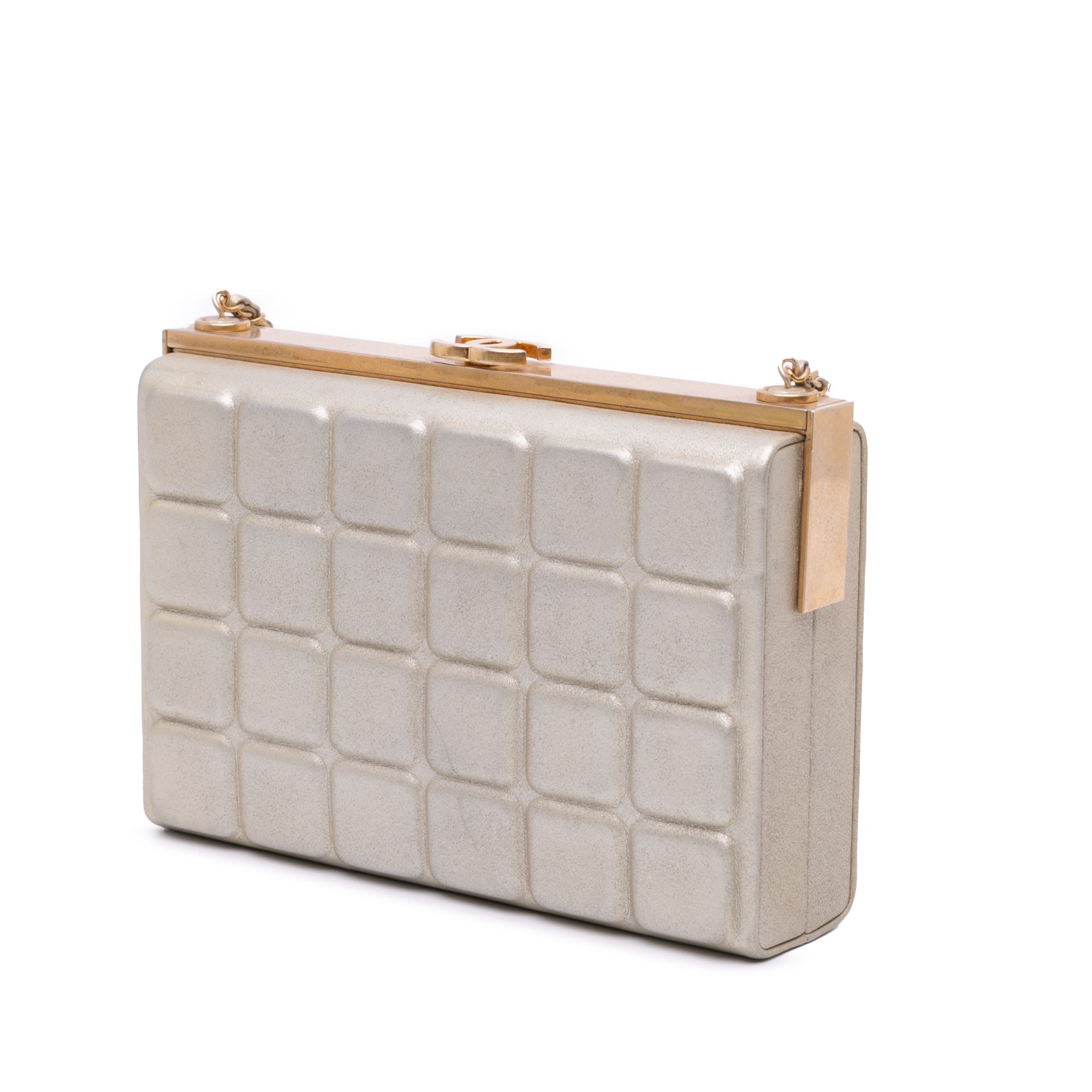 Chain Frame Clutch Embossed Calfskin