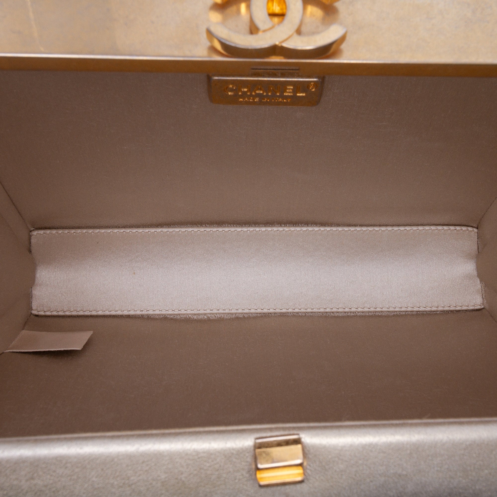 Chain Frame Clutch Embossed Calfskin