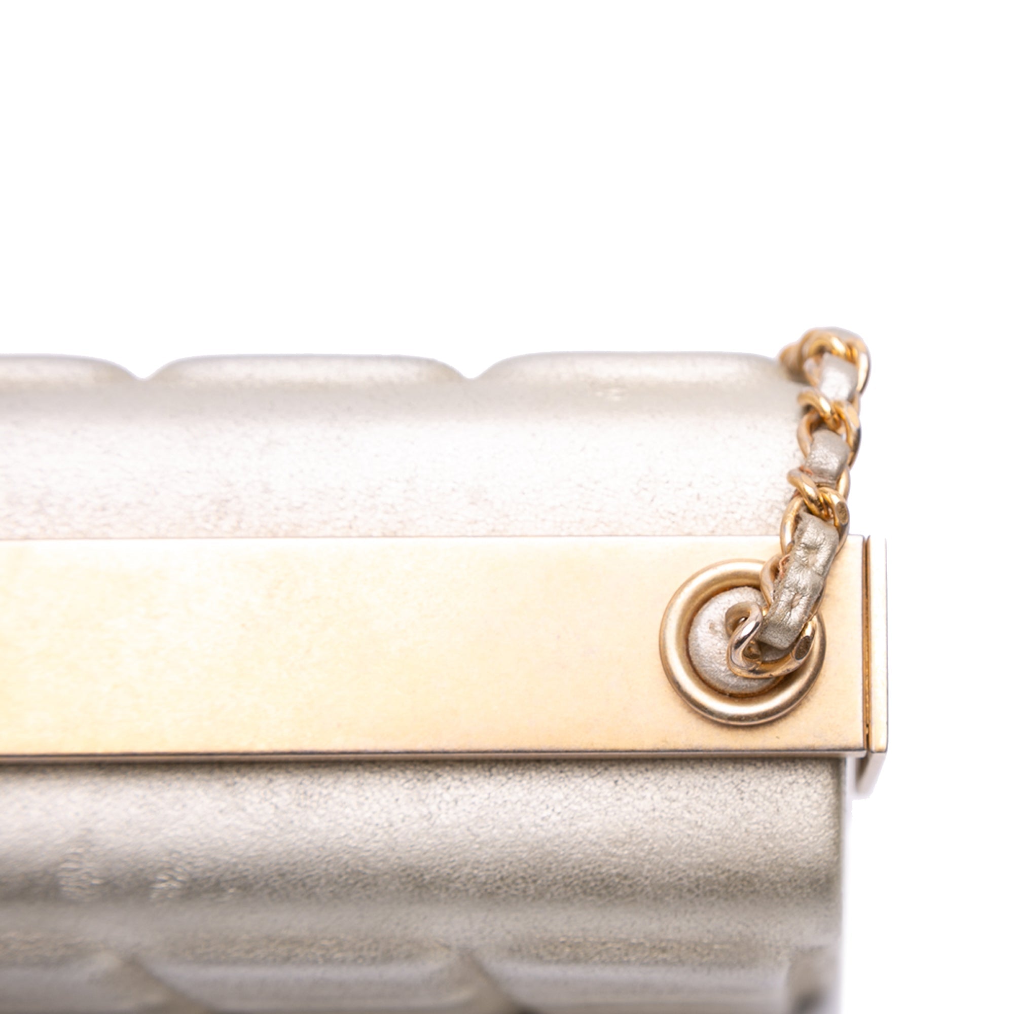 Chain Frame Clutch Embossed Calfskin
