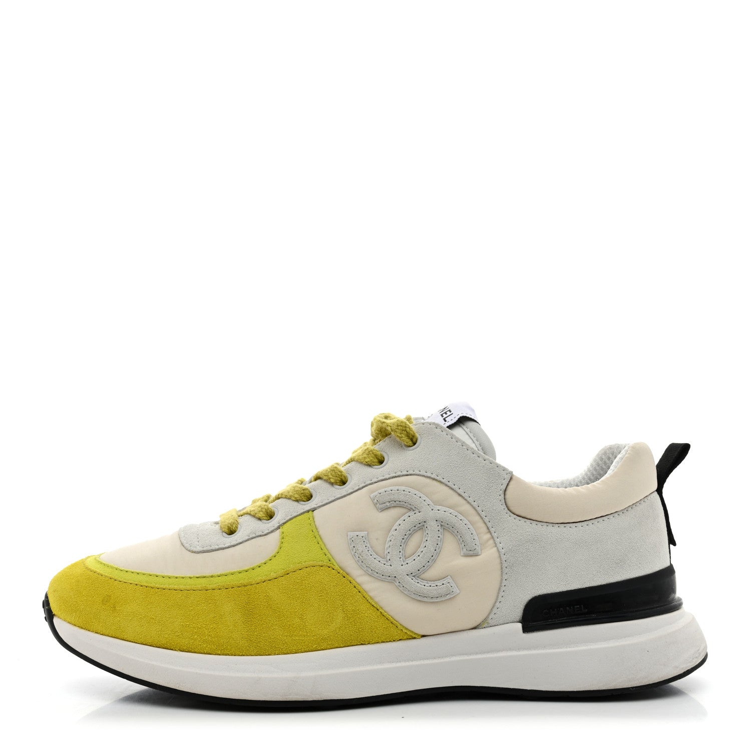 Fabric Suede Calfskin Logo Sneakers 41 Ivory Light Gray Yellow