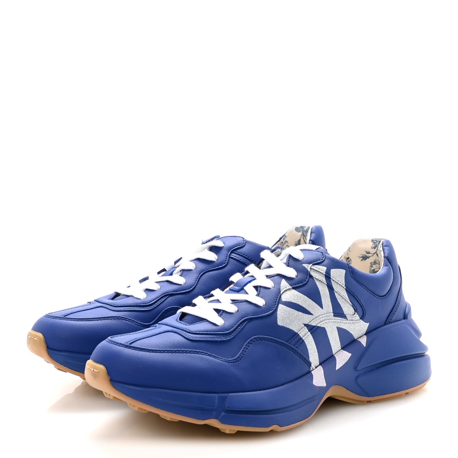 X MLB Calfskin NY Yankees Mens Rhyton Sneakers 8 Electric Blue