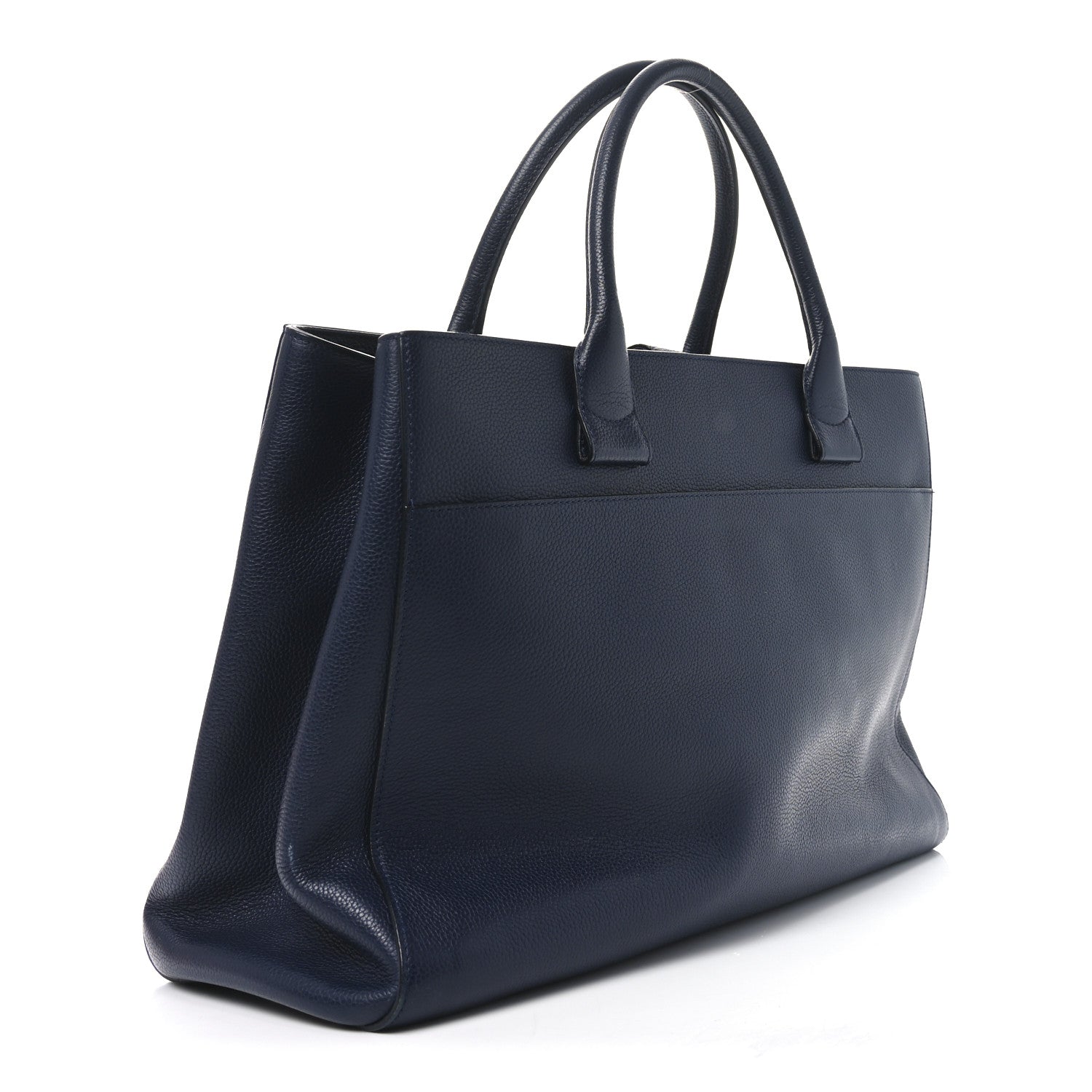 Grained Calfskin Large Neo Executive Shopper Tote Dark Blue