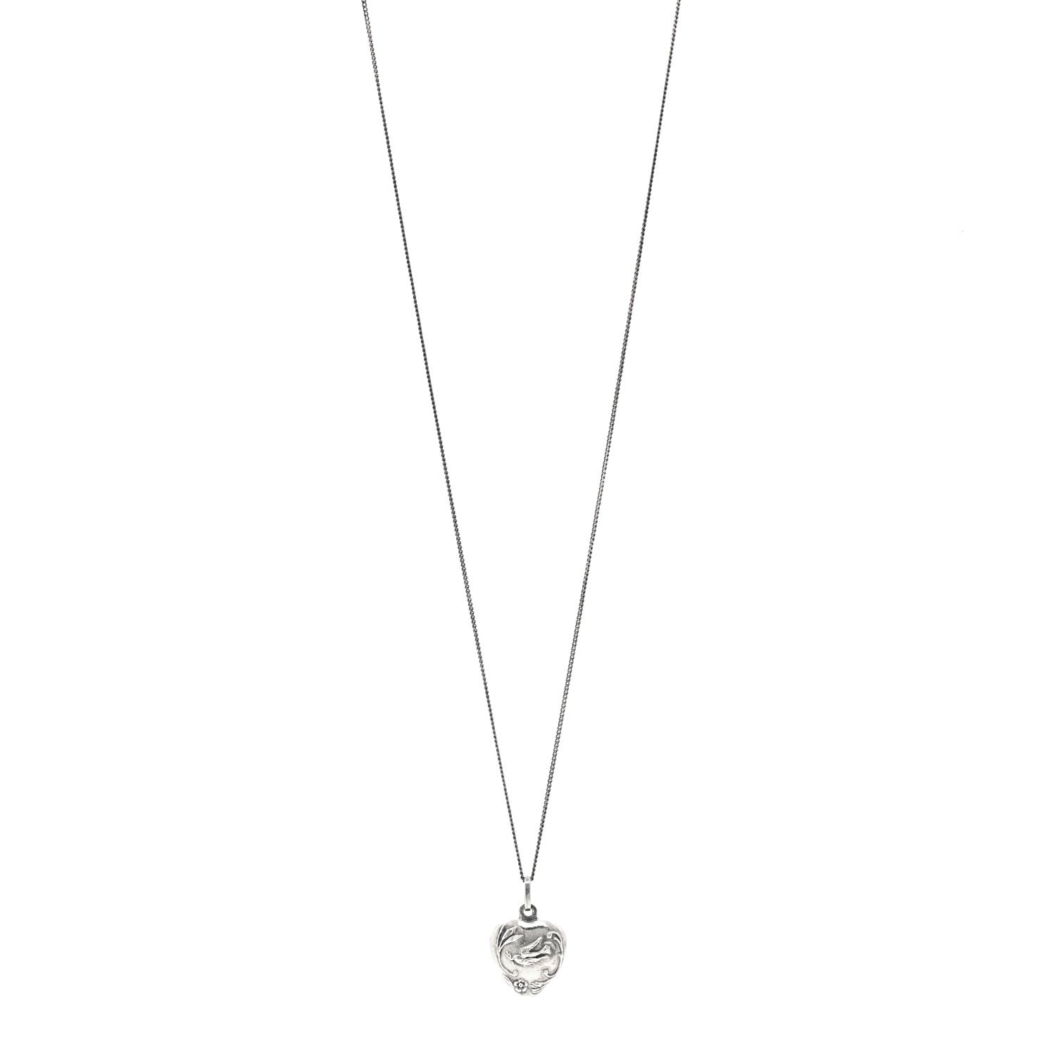 Metal Heart Necklace Silver