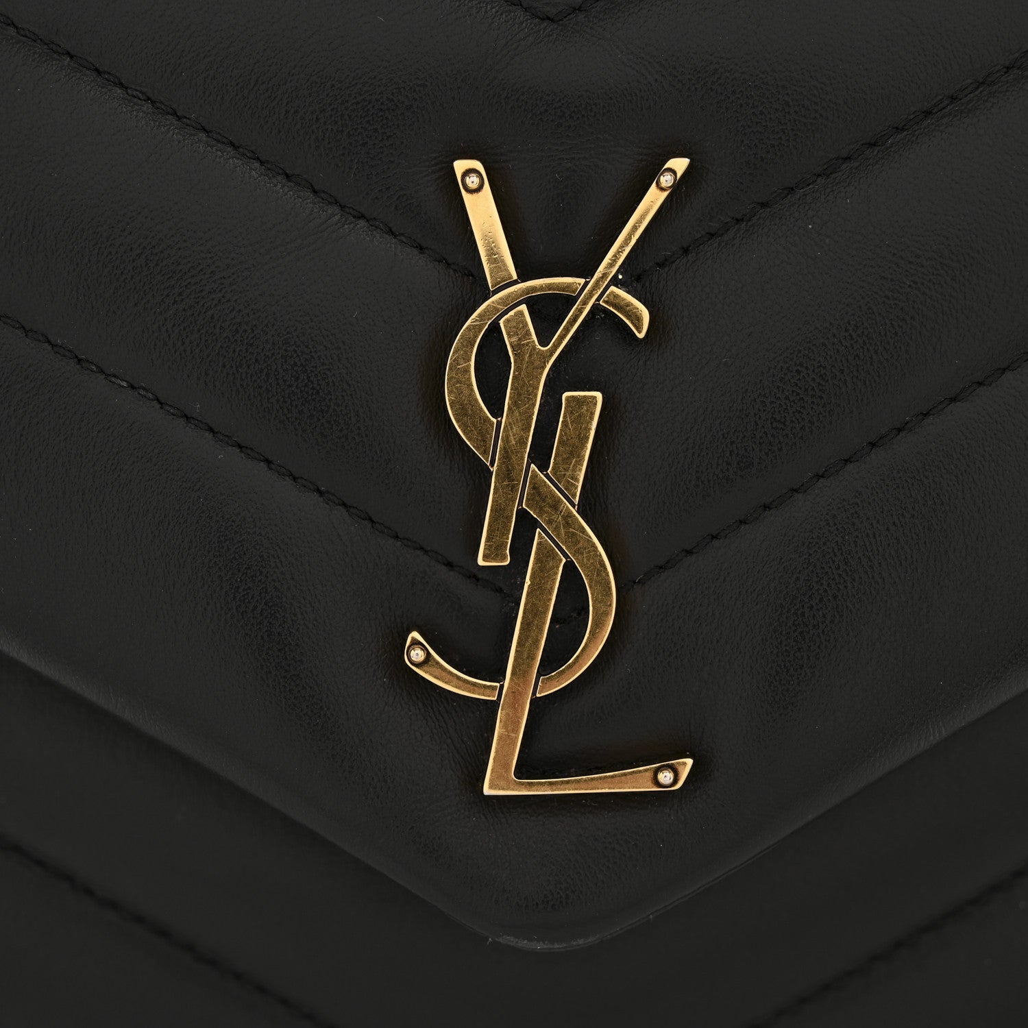 Calfskin Y Quilted Monogram Small Loulou Chain Satchel Black