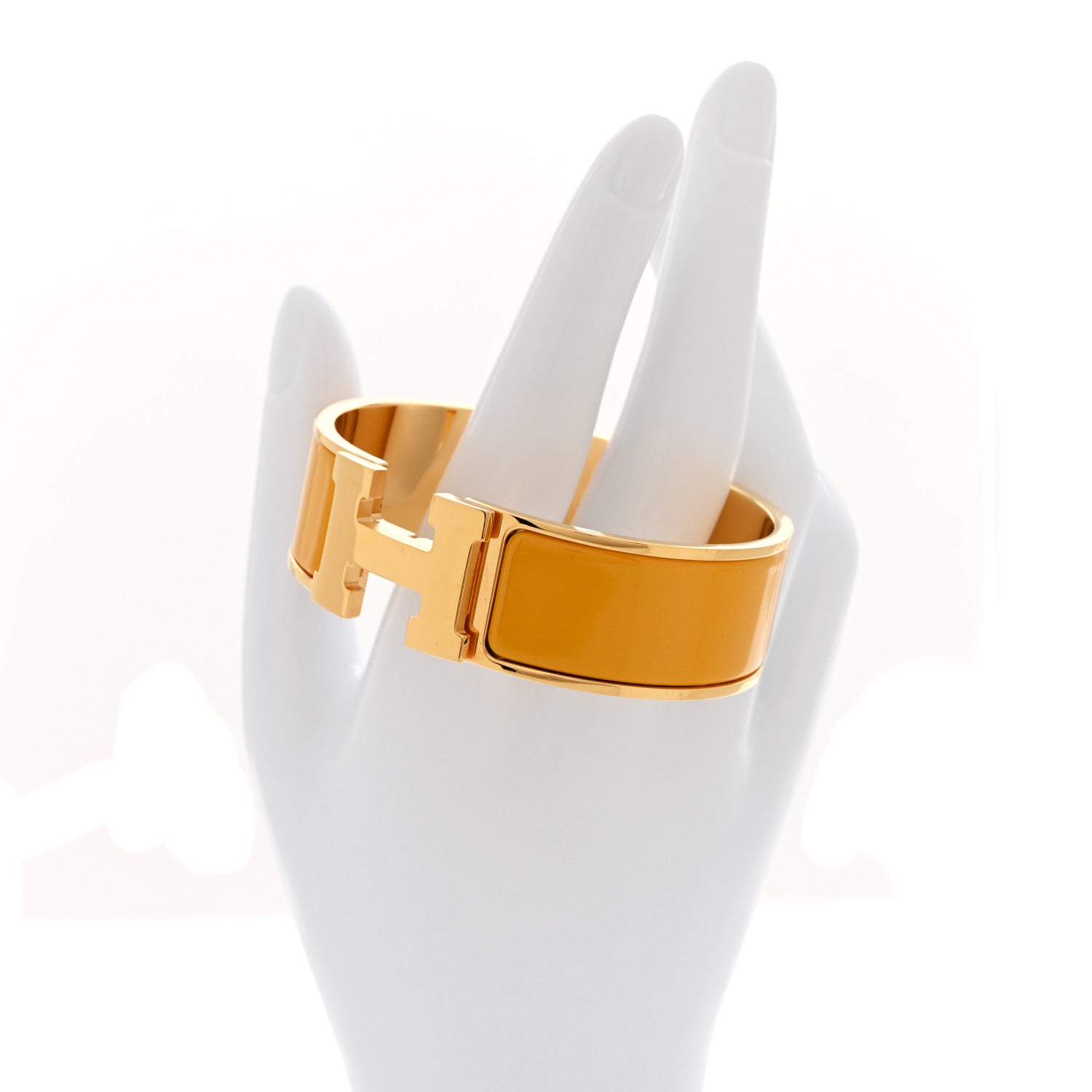 Enamel Wide Clic Clac H Bracelet PM Jaune Madras