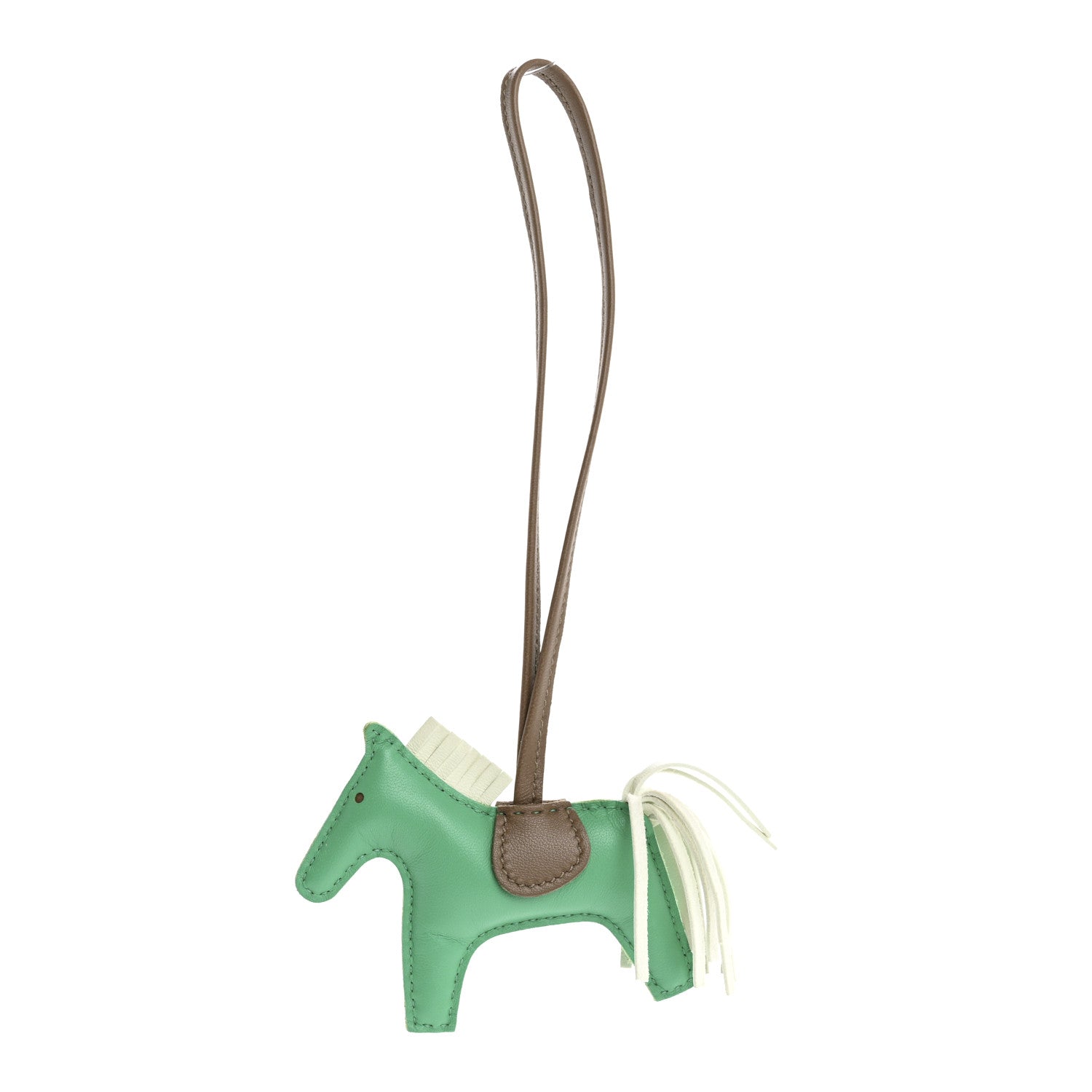 Milo Lambskin Grigri Rodeo Horse Bag Charm PM Menthe Vert Fizz Etoupe