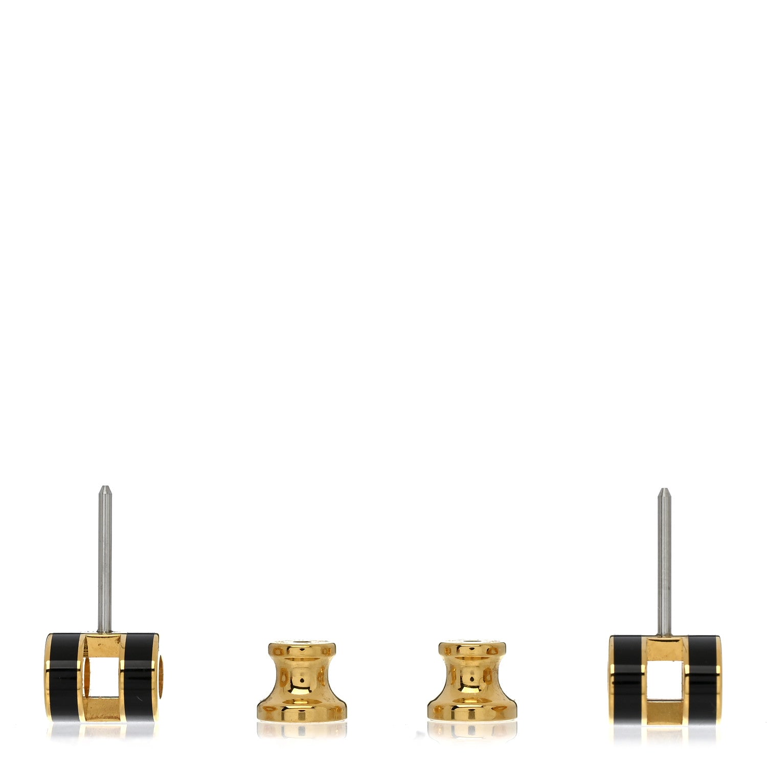 Gold Lacquered Mini Pop H Earrings Black