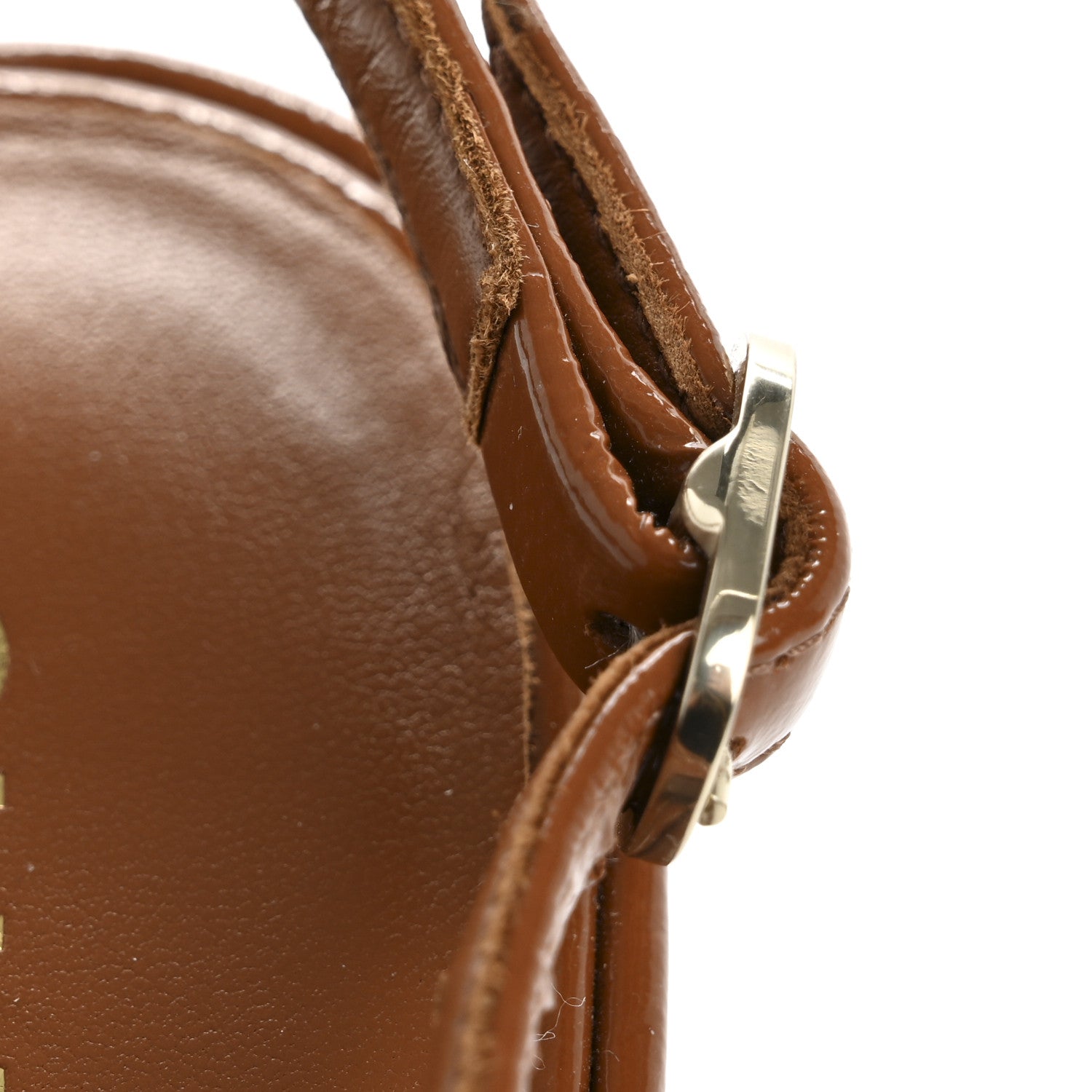 Crumpled Patent Lambskin Platform Sandals 39 Light Brown