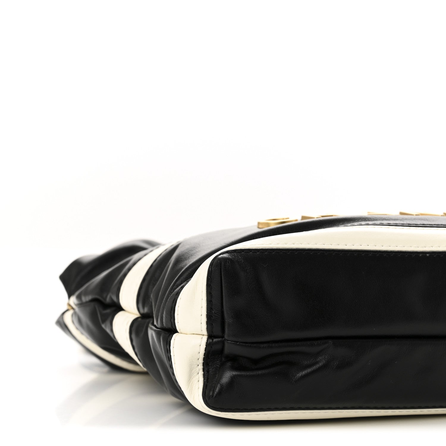 Shiny Calfskin Striped Mini Chanel 22 Black White