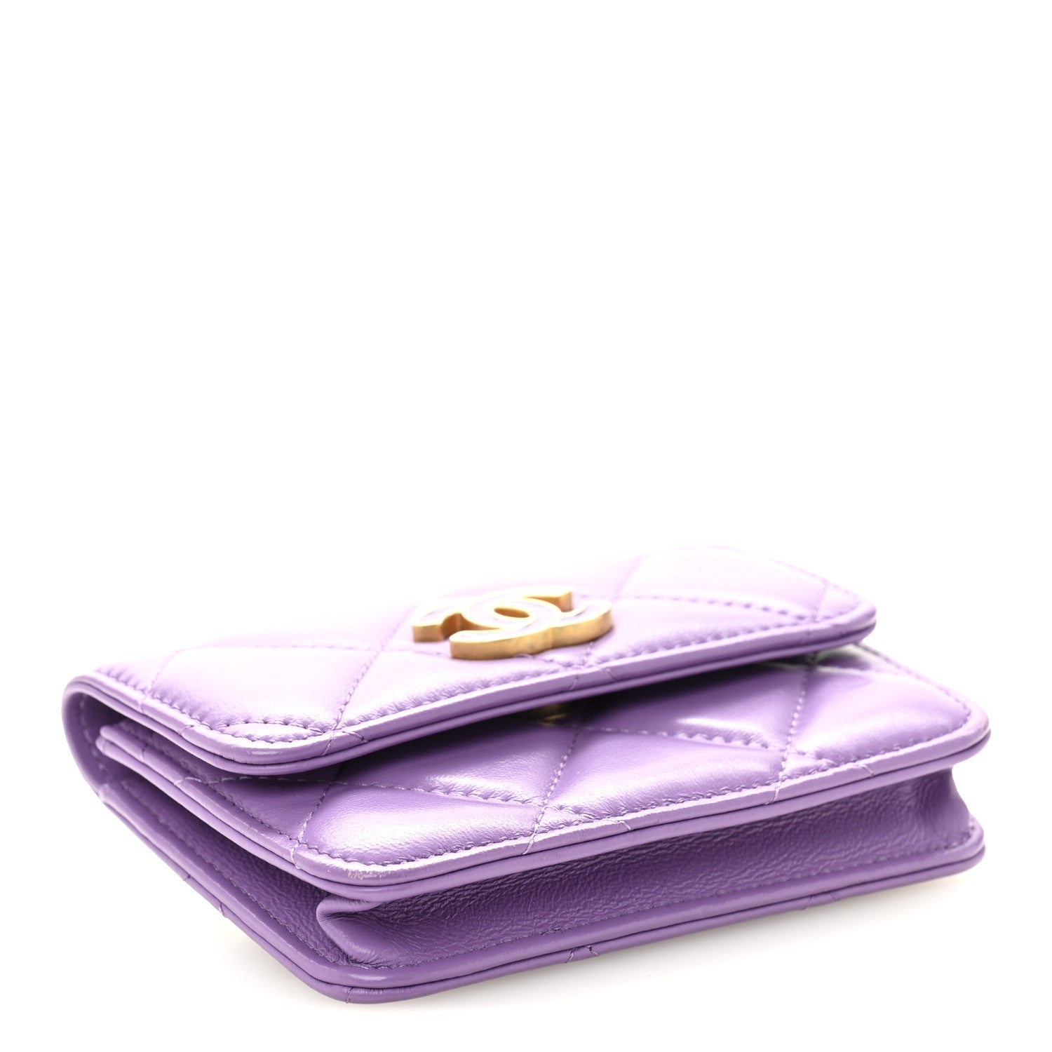 Lambskin Enamel Quilted Pending CC Flap Belt Bag Purple