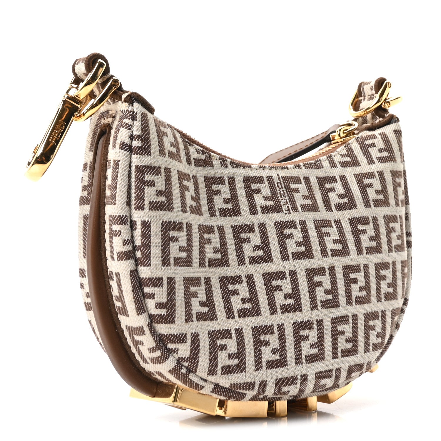 Fabric Jacquard FF 1974 Nano Fendigraphy Hobo Charm Beige