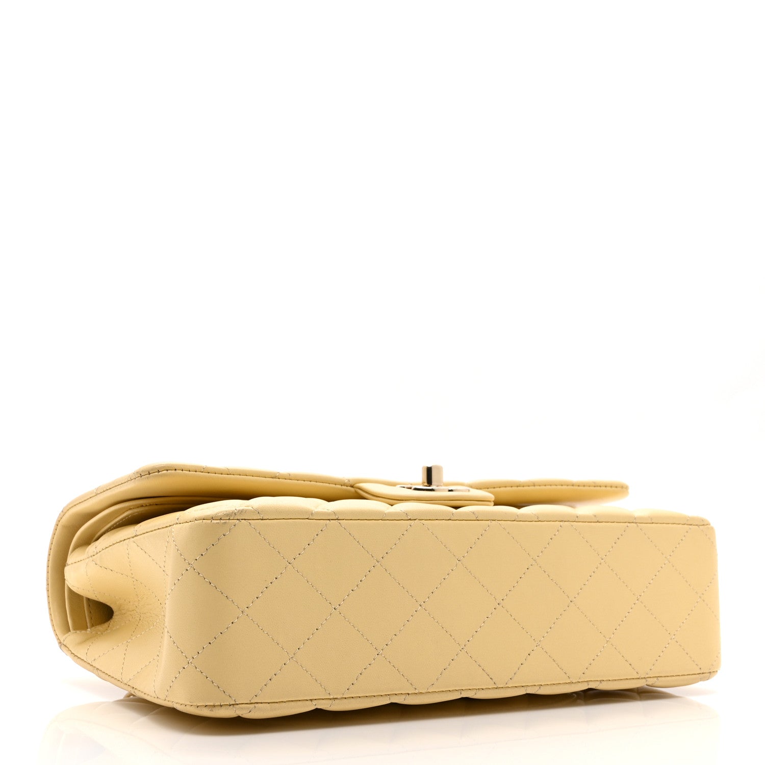 Lambskin Quilted Medium Double Flap Yellow
