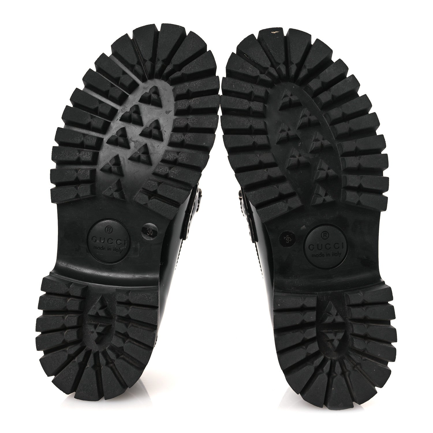 Cordovan Lux Womens Interlocking G Platform Lug Sole Loafers 36 Black Off White