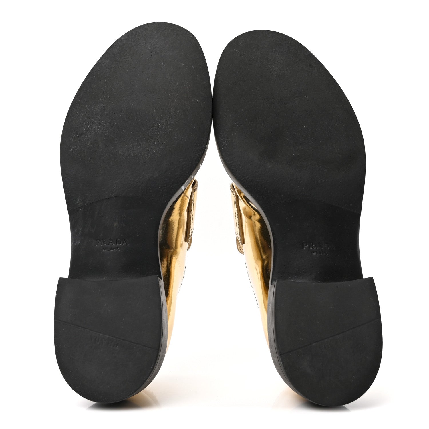Metallic Brushed Calfskin Metal Triangle Logo 50mm Loafers 39.5 Platino