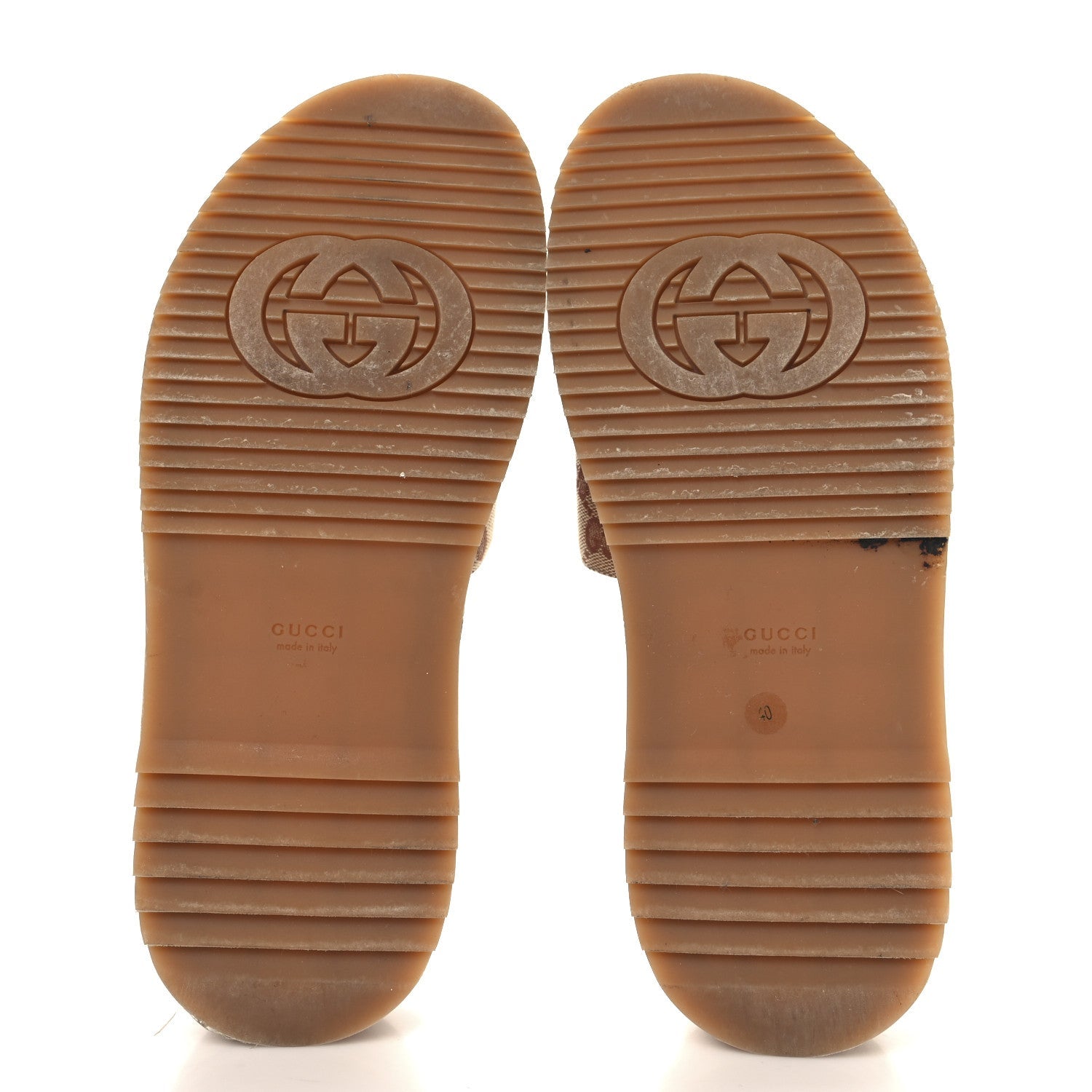 Canvas GG Monogram Angelina Platform Slide Sandals 40 Beige Ruggine