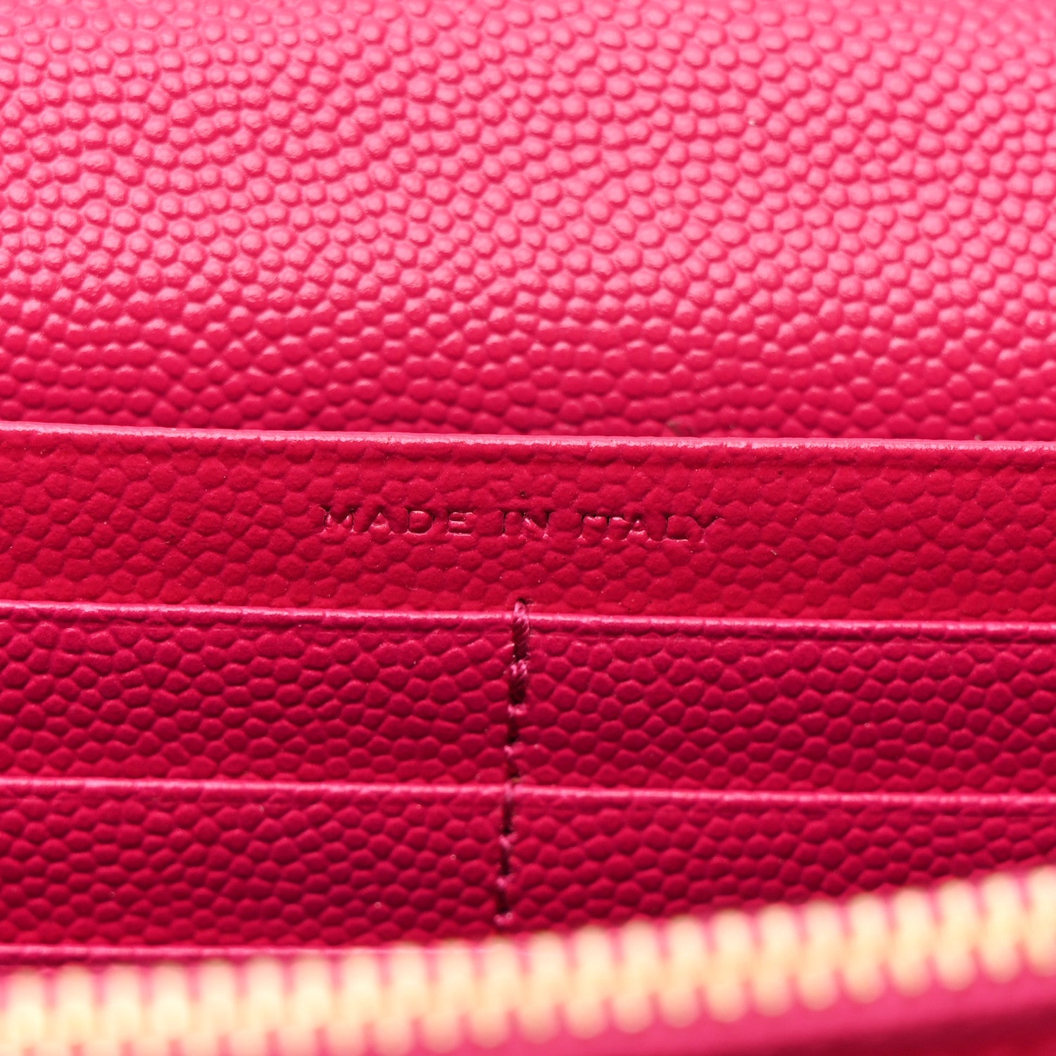 Grain De Poudre Matelasse Chevron Monogram Chain Wallet Lipstick Fuchsia