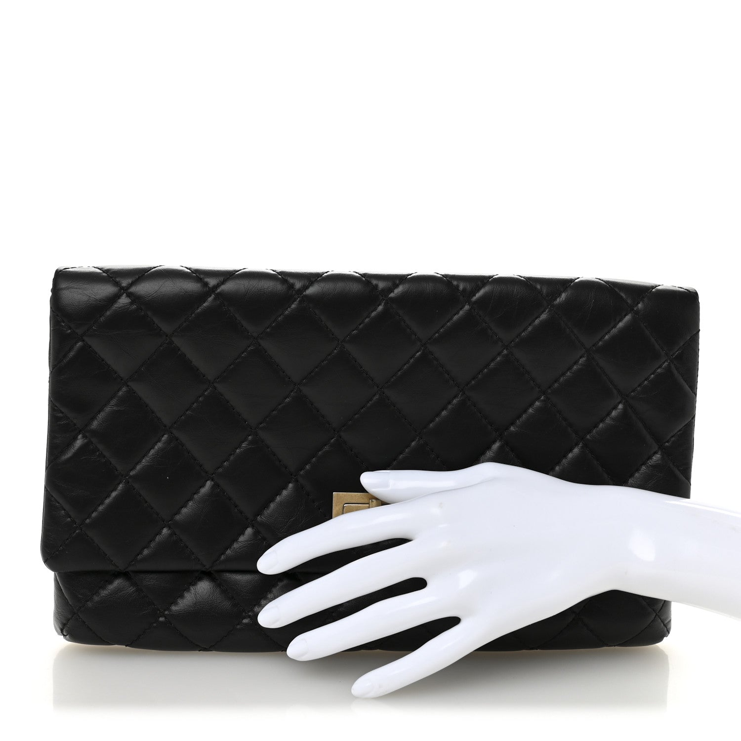 Aged Calfskin Quilted Reissue 2.55 Clutch Black