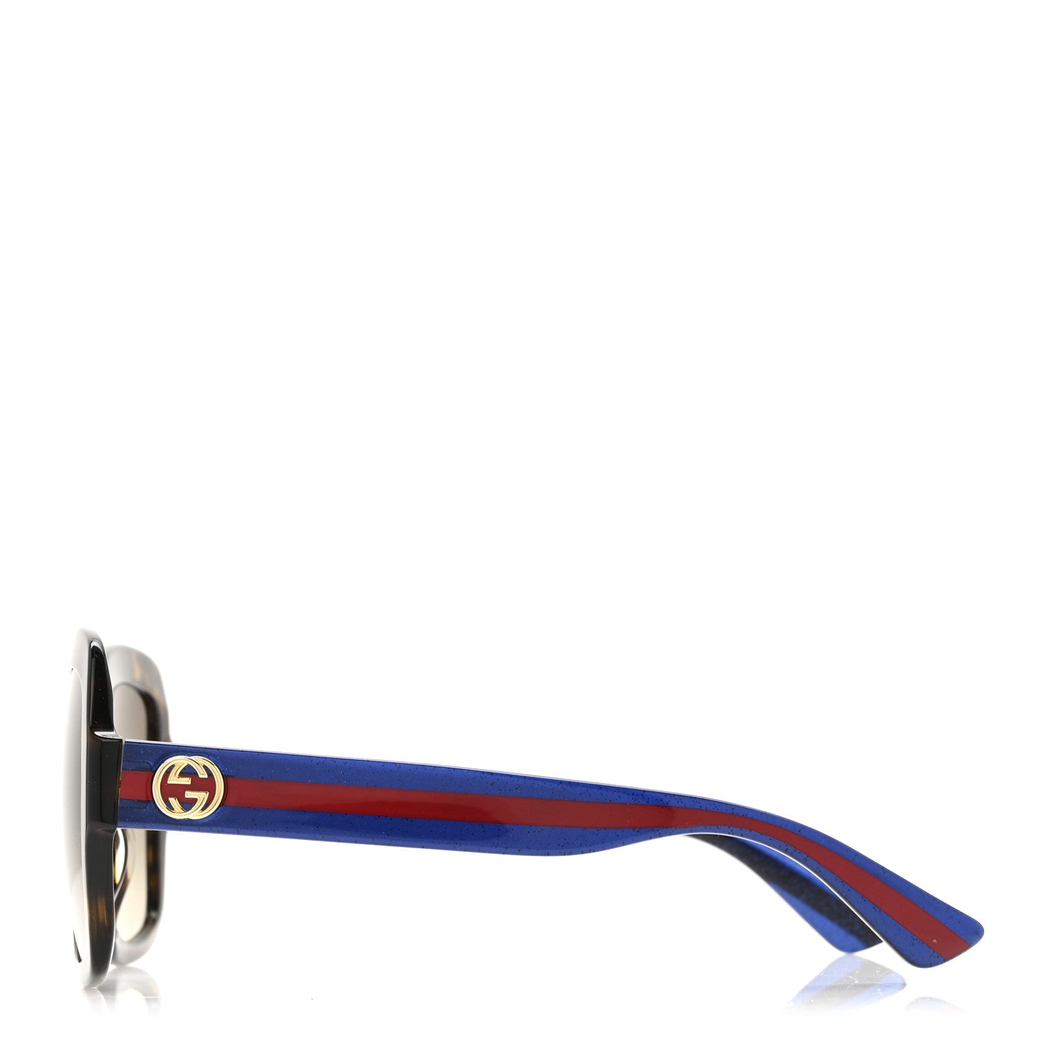 Acetate Square Frame Web Glitter Sunglasses GG0036S Brown Blue