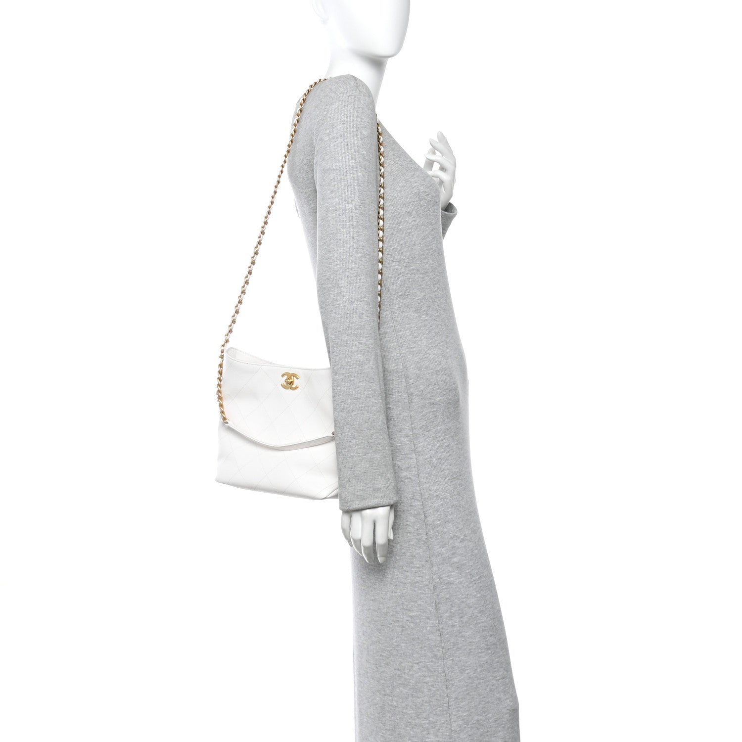 Caviar Quilted Hobo White