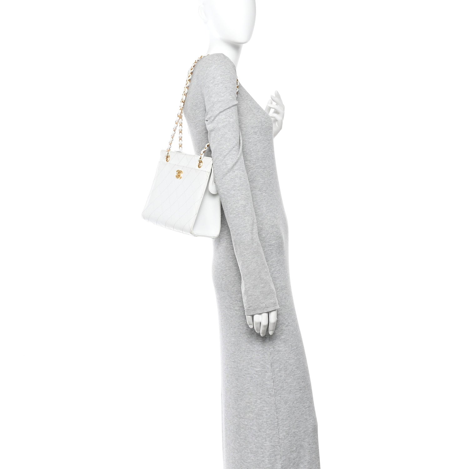 Caviar Quilted Shoulder Bag White