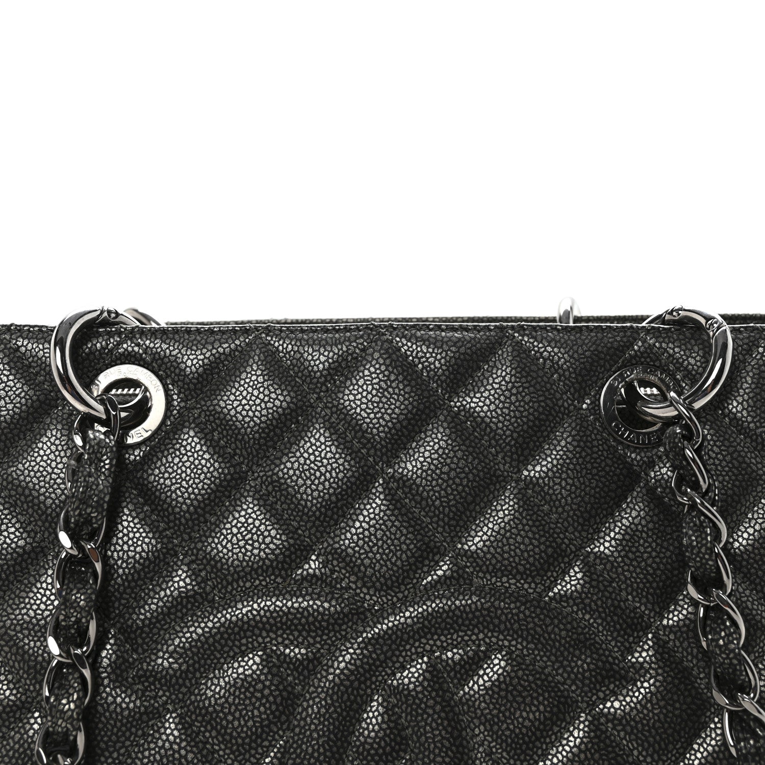 Caviar Quilted Grand Shopping Tote GST Dark Silver