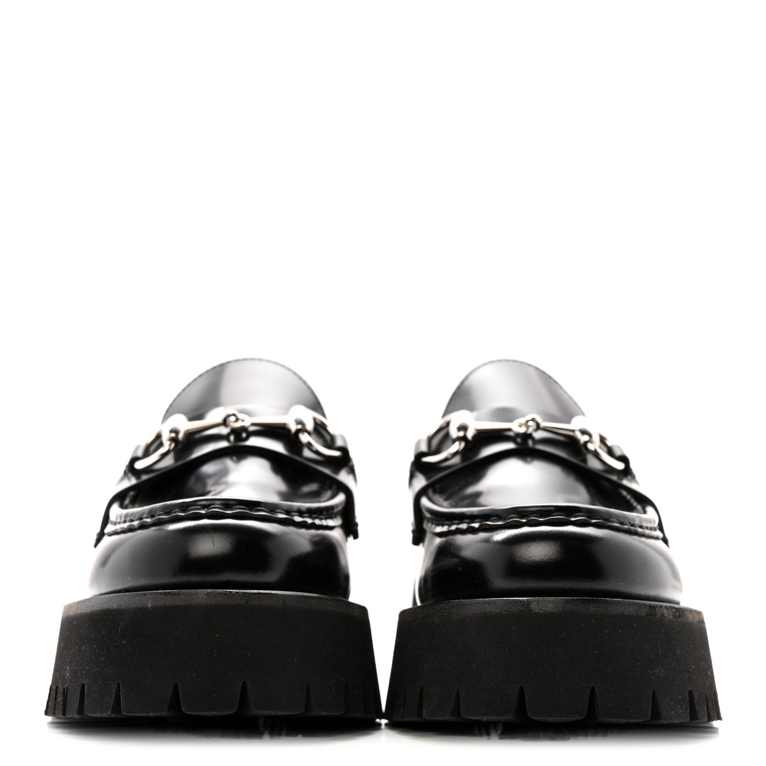 Cordovan Lux Womens Horsebit 45mm Platform Loafers 37.5 Black