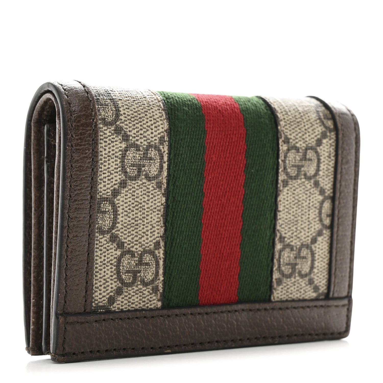 GG Supreme Monogram Web Ophidia Card Case Beige New Acero