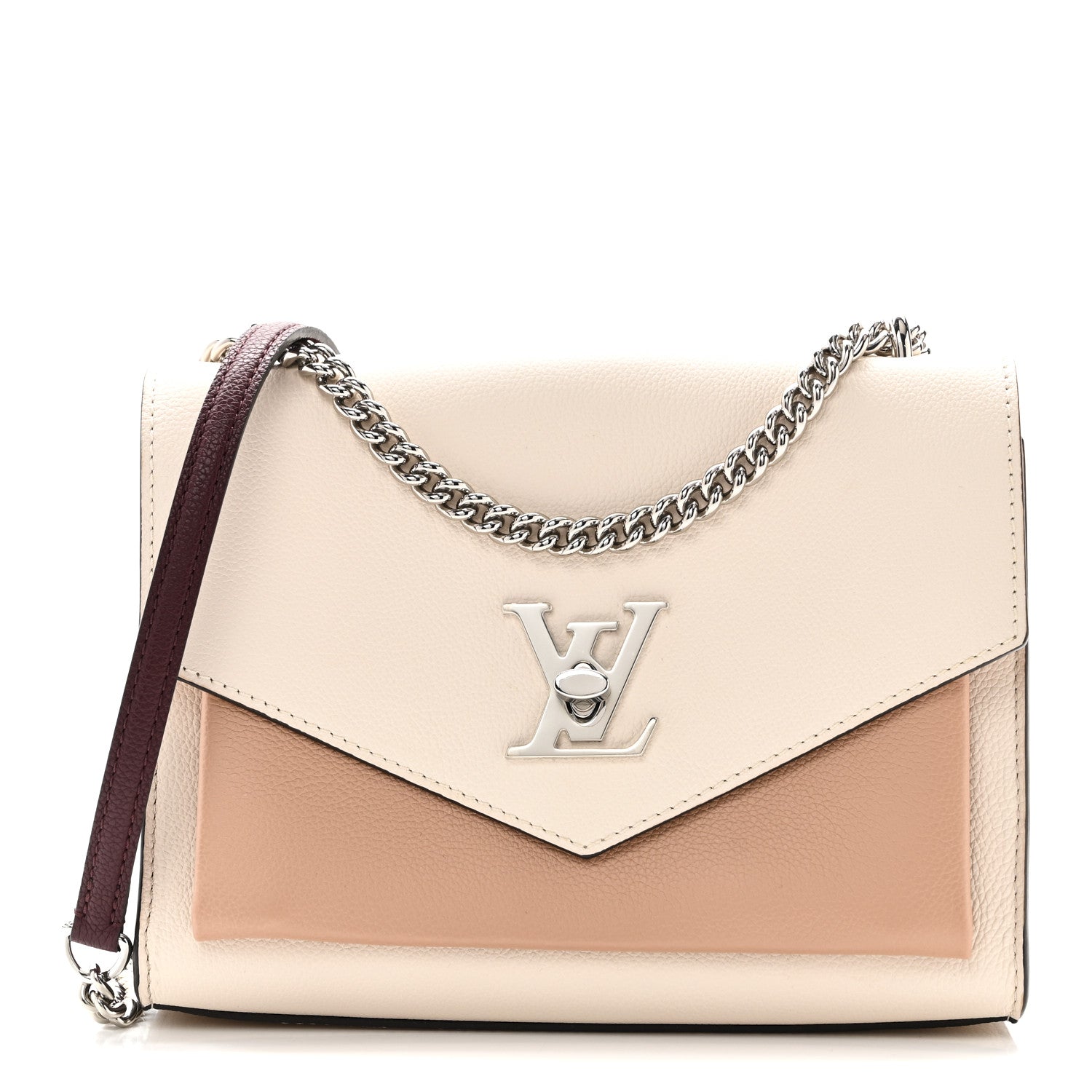 Soft Calfskin My Lockme Chain Bag BB Rose Silk Quartz Calla