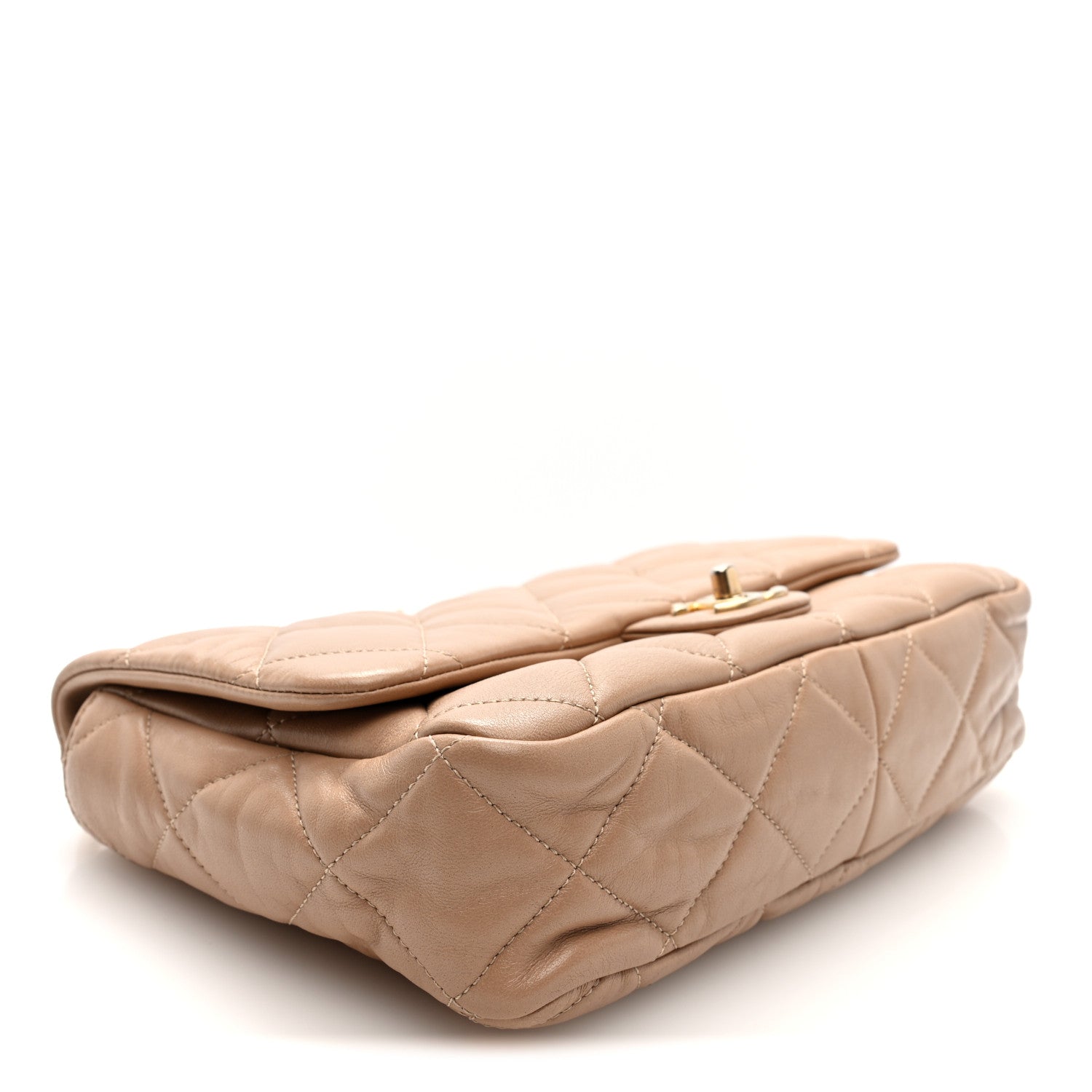 Lambskin Quilted Large CC Funky Town Flap Beige