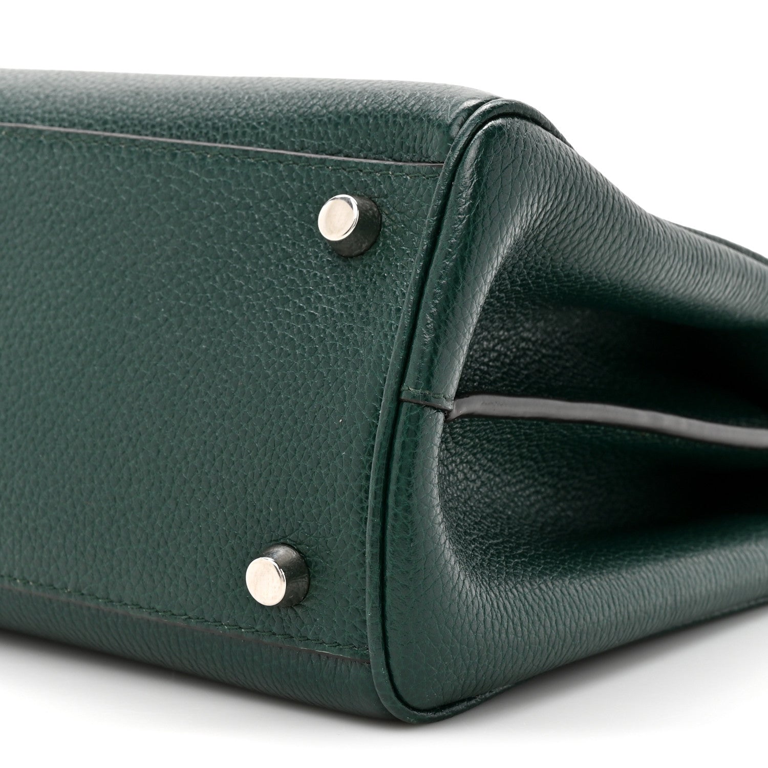 Grainy Calfskin Small Zumi Top Handle Bag Vintage Green