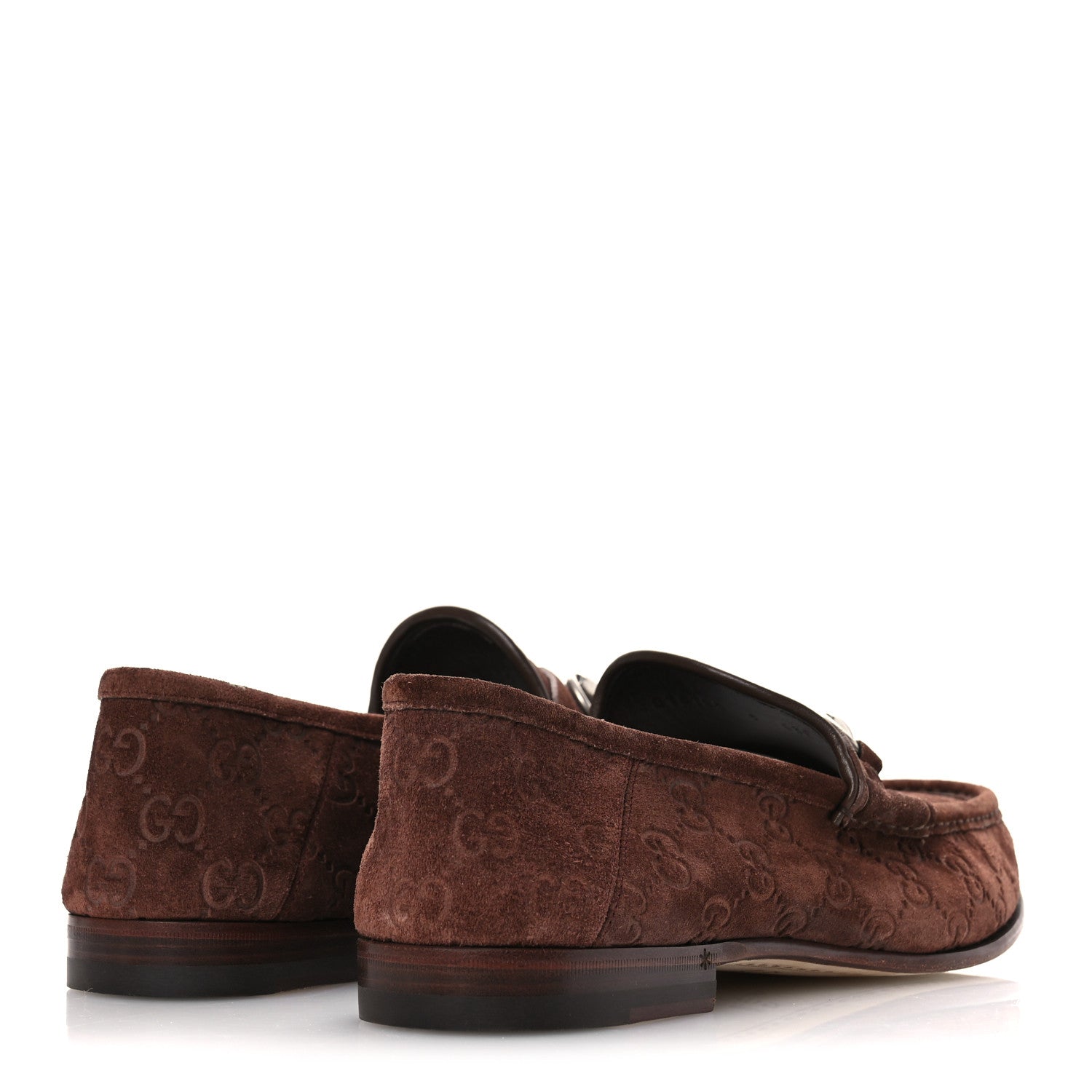 Suede GG Monogram Horsebit Mens Loafers 9 Brown
