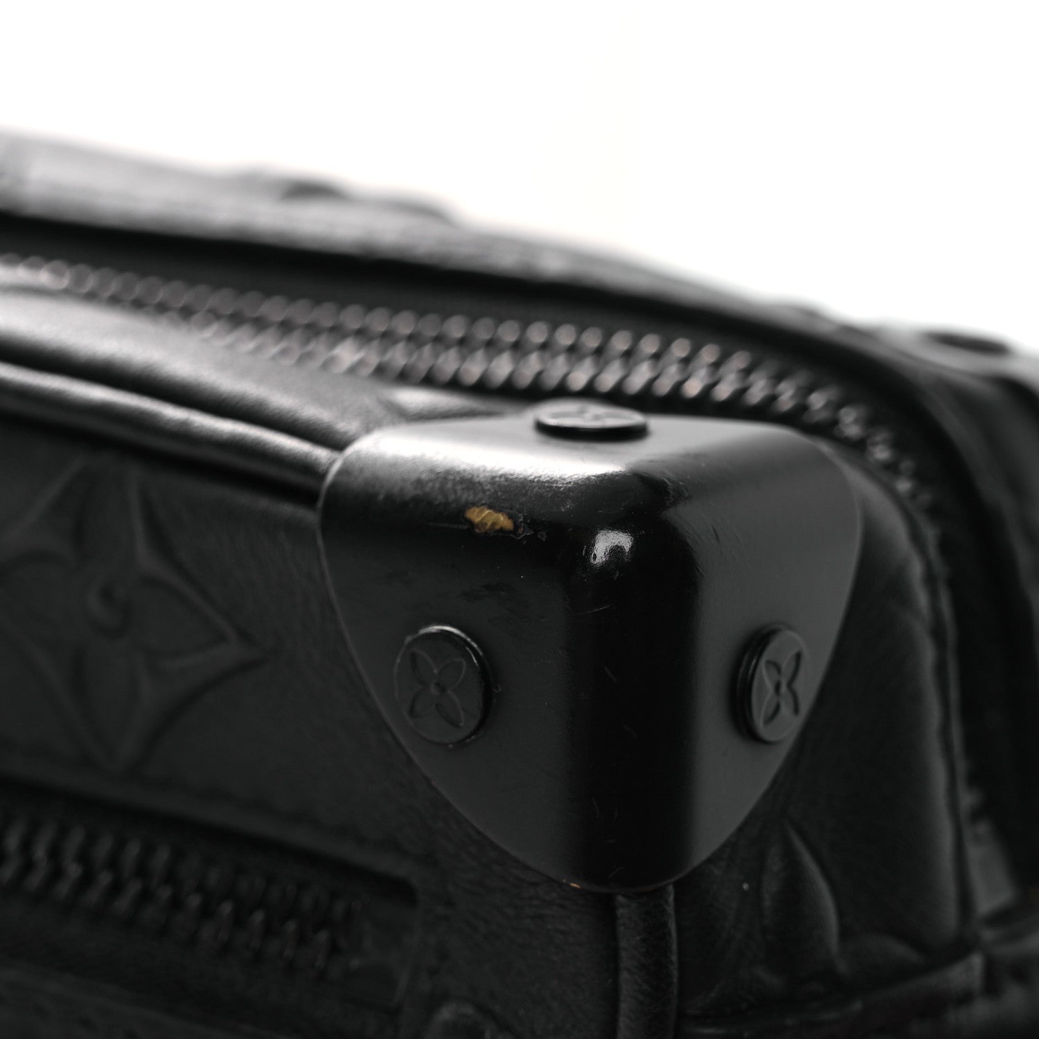 Calfskin Debossed Monogram Solar Ray Mini Soft Trunk Black