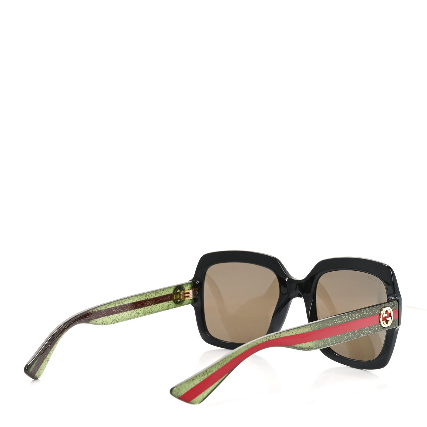 Acetate Square Frame Web Glitter Sunglasses GG0036S Black Green