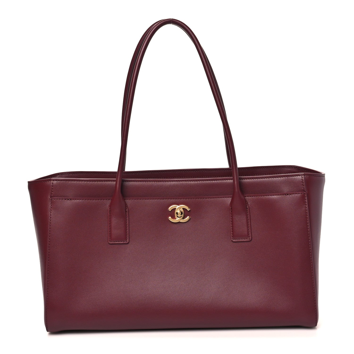 Calfskin Archetype Small Shopping Tote Dark Burgundy