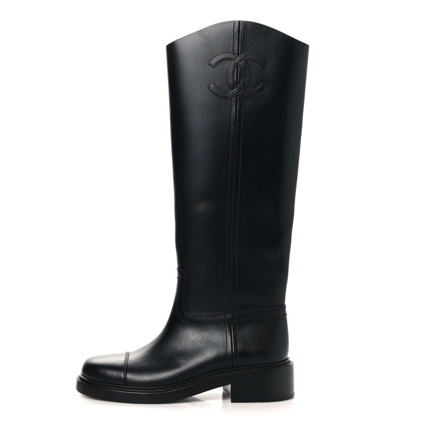 Calfskin Cap Toe CC Riding Boots 38.5 Black