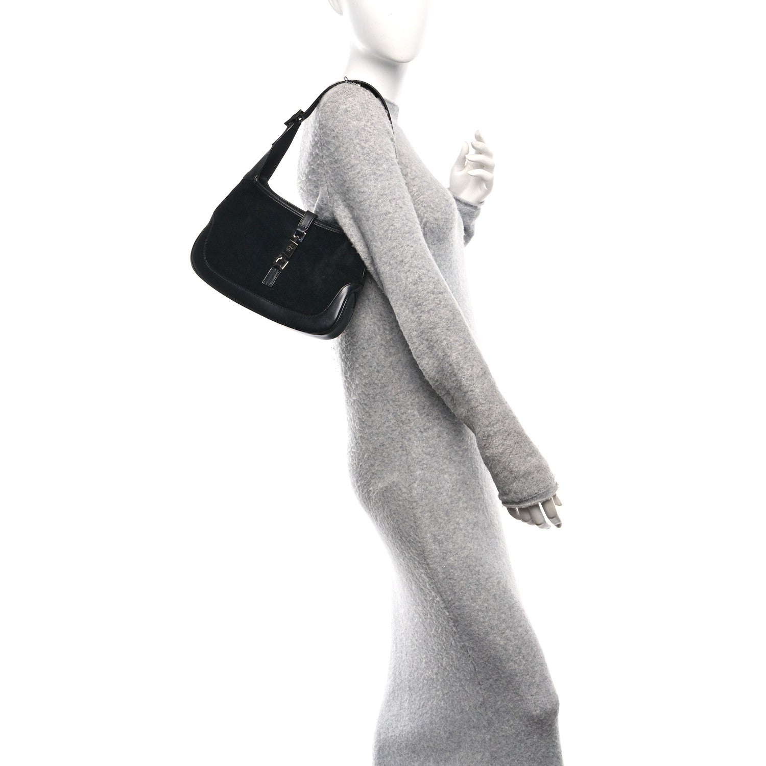 Suede Small Jackie O Hobo Black