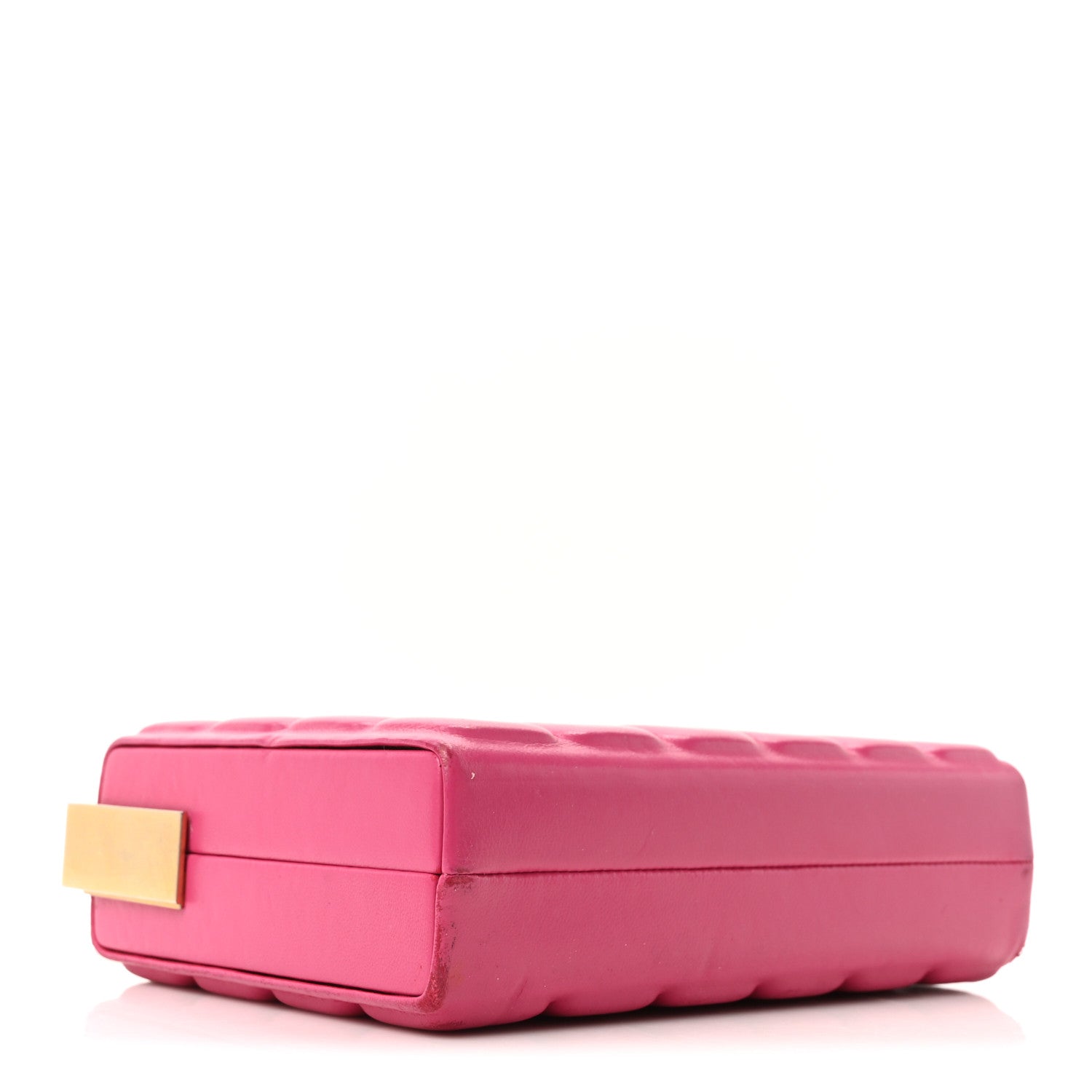 Lambskin Chocolate Bar Lock Clutch Bag Pink