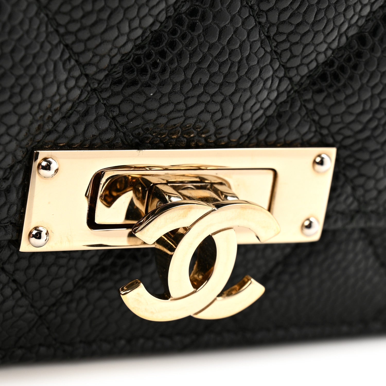 Caviar Quilted Golden Class Wallet On Chain WOC Black