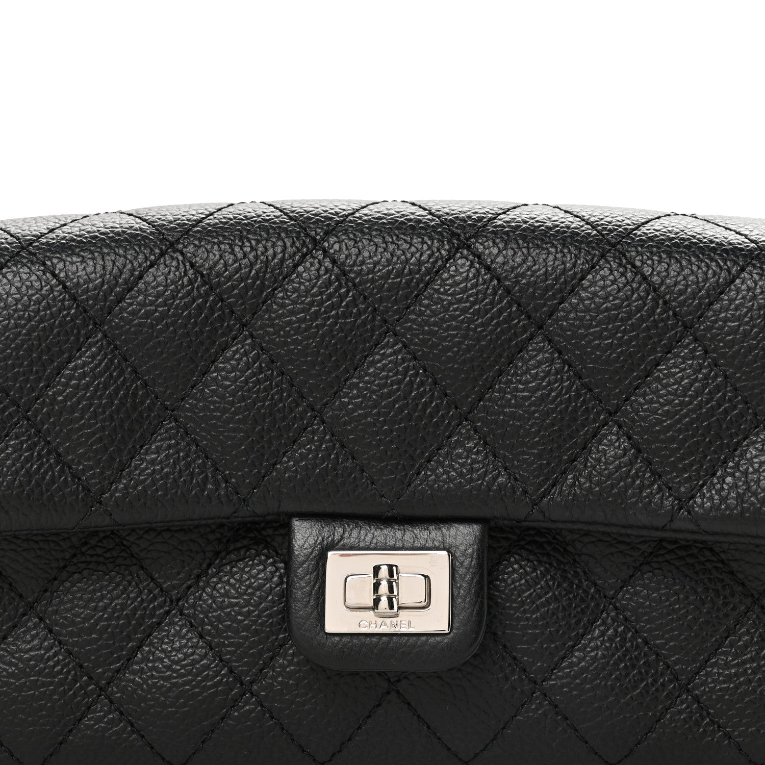 Grained Calfskin Quilted 2.55 Reissue Flap Belt Bag Clutch Black