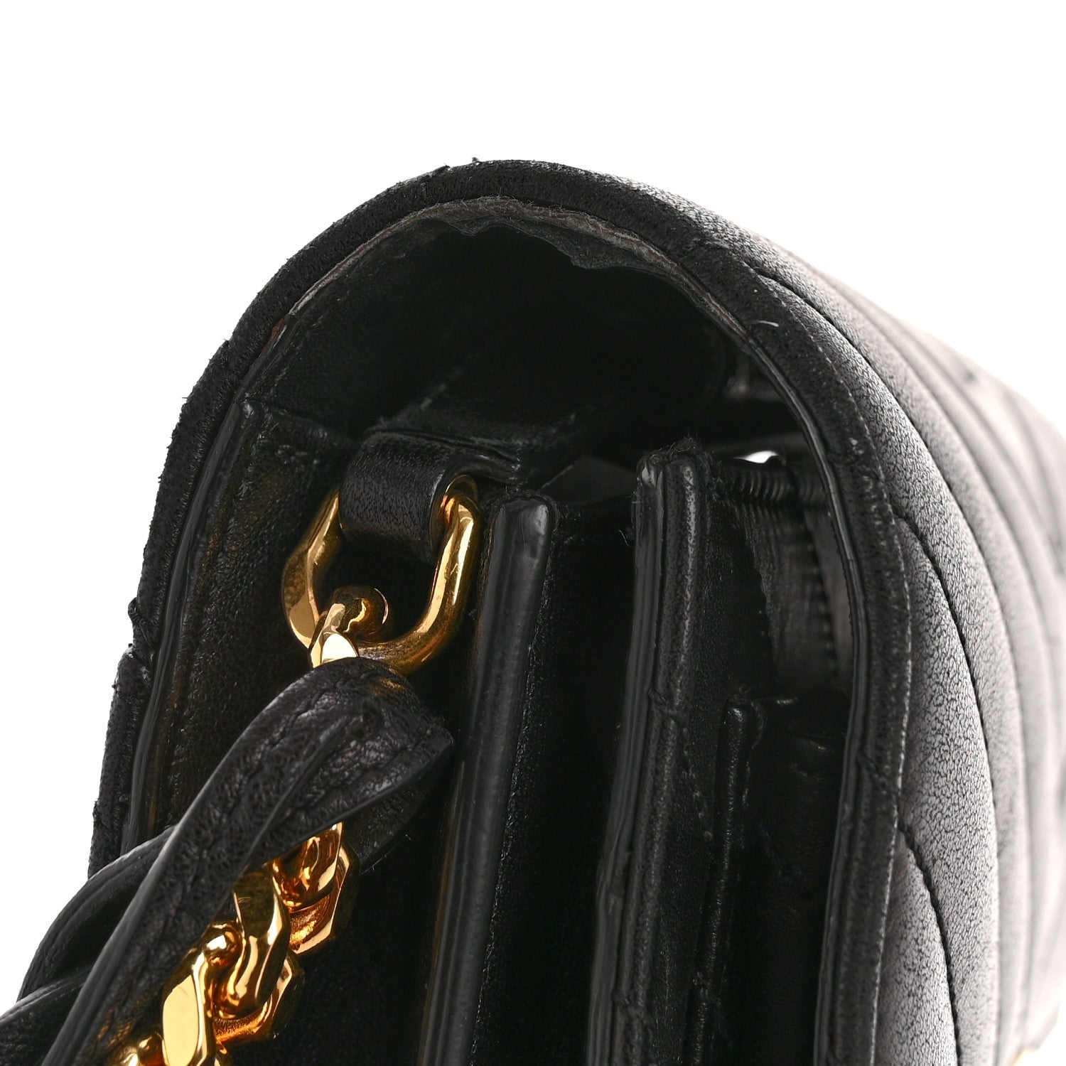 Lambskin Chevron Quilted Small High School Satchel Black